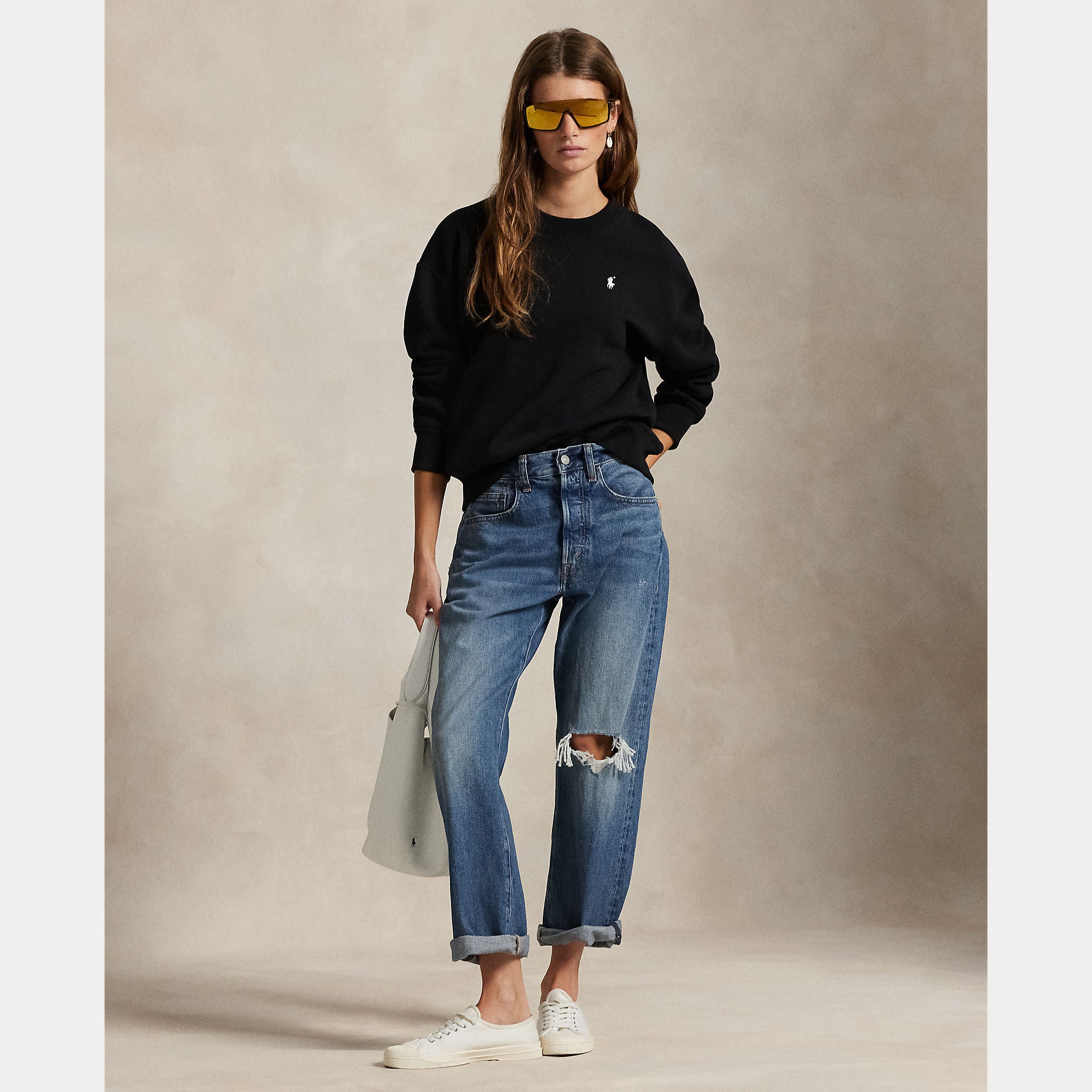 Polo Ralph Lauren naisten collegepaita Fleece Crewneck, musta