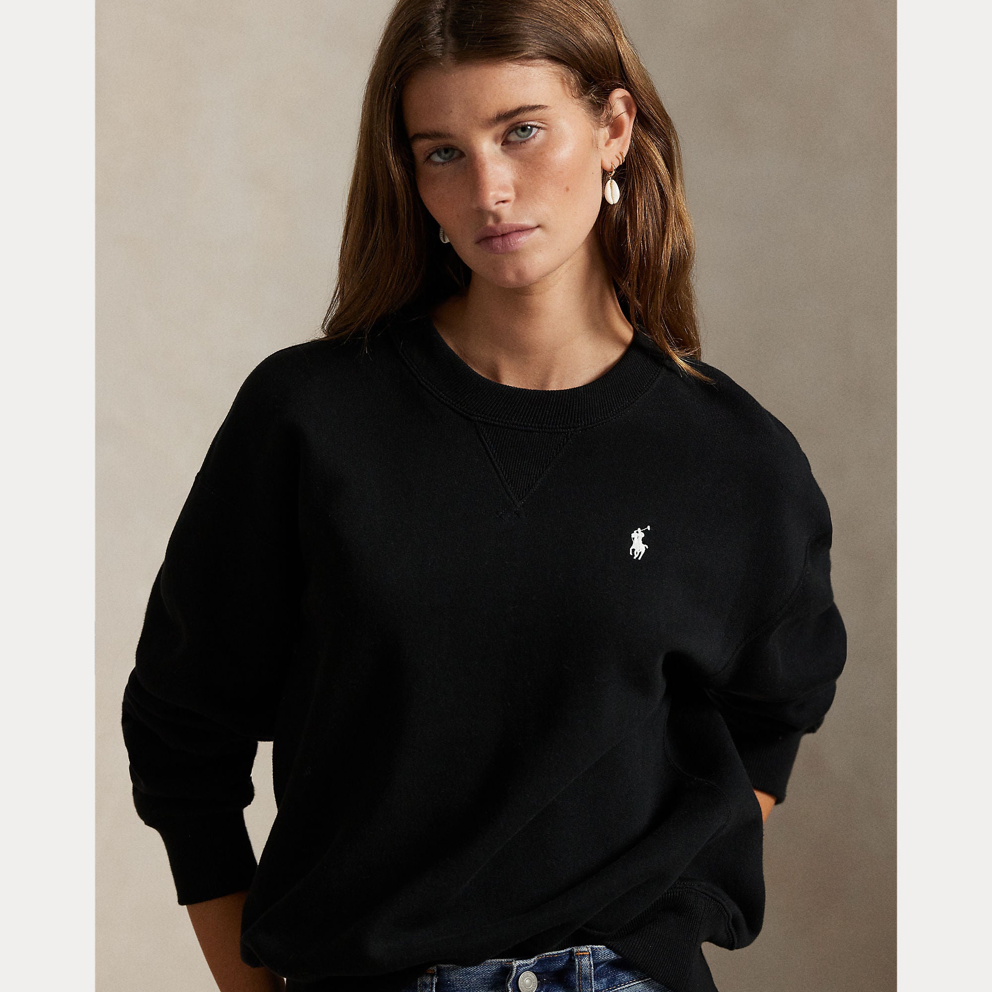 Polo Ralph Lauren naisten collegepaita Fleece Crewneck, musta