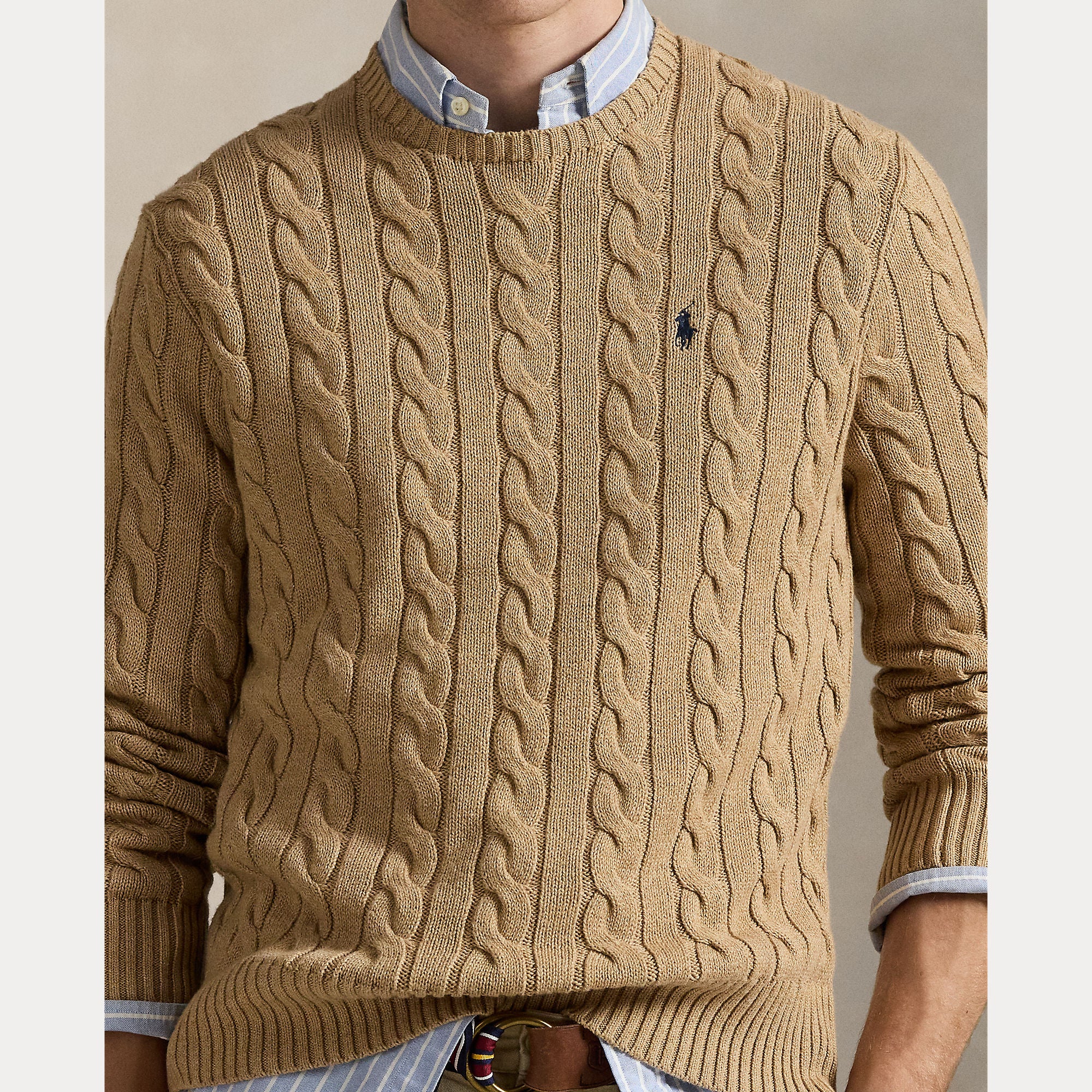 Polo Ralph Lauren miesten neulepaita Cotton Cable LS Drive Pullover, beige