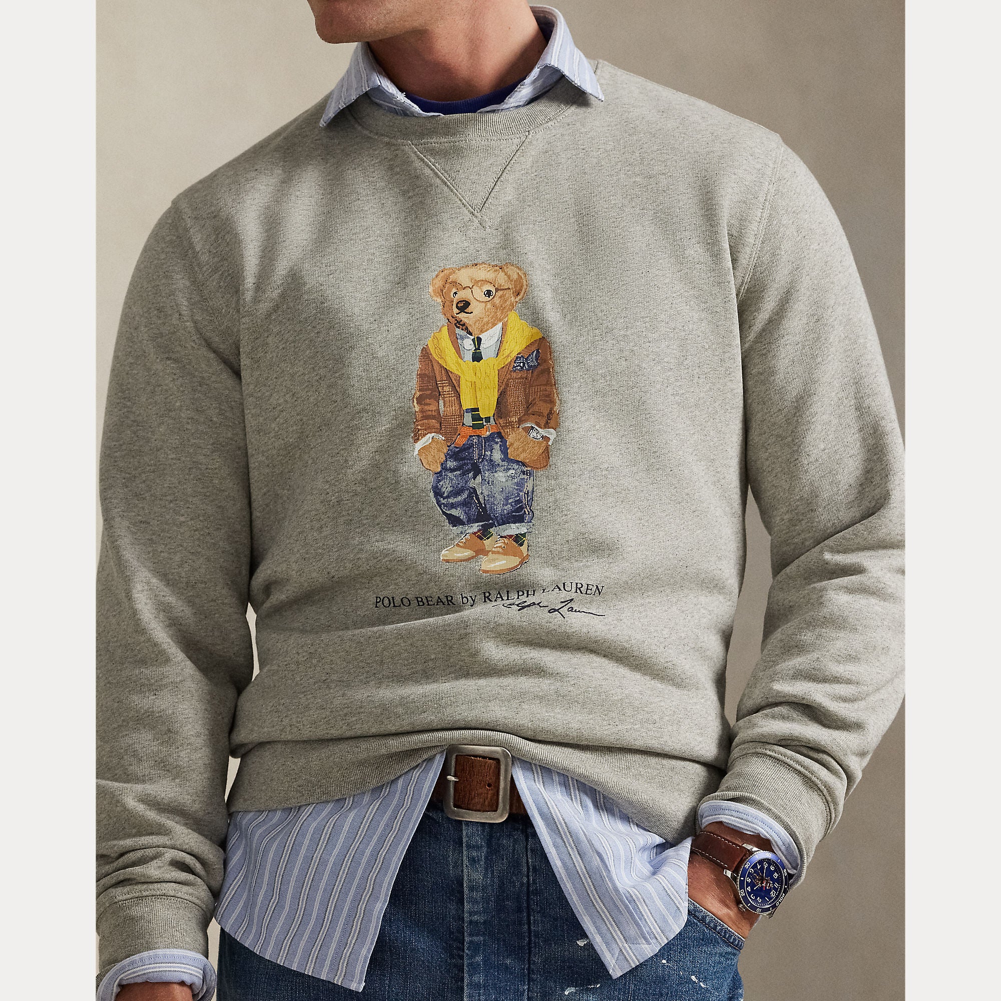 Polo Ralph Lauren miesten collegepaidat Polo Bear Fleece Sweatshirt, vaaleanharmaa