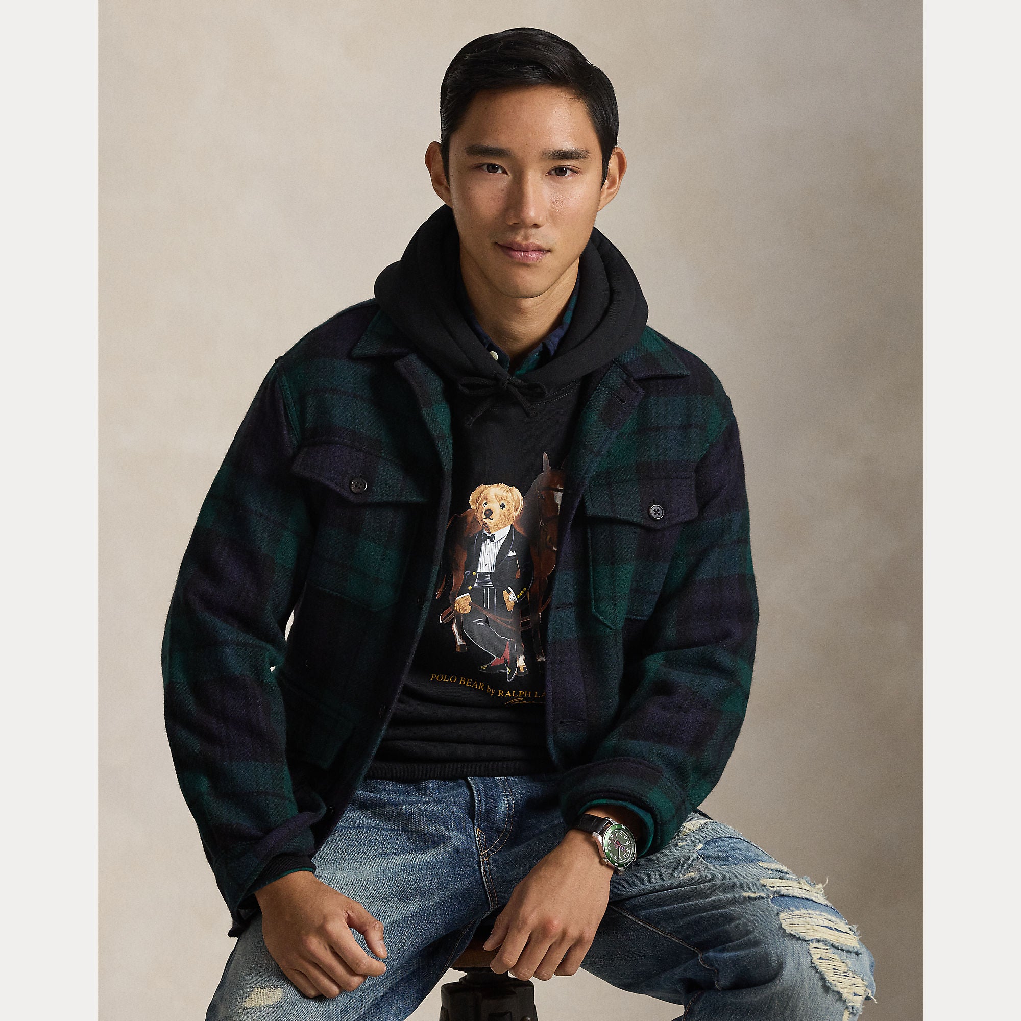 Polo Ralph Lauren miesten huppari Polo Bear Fleece Hoodie, musta