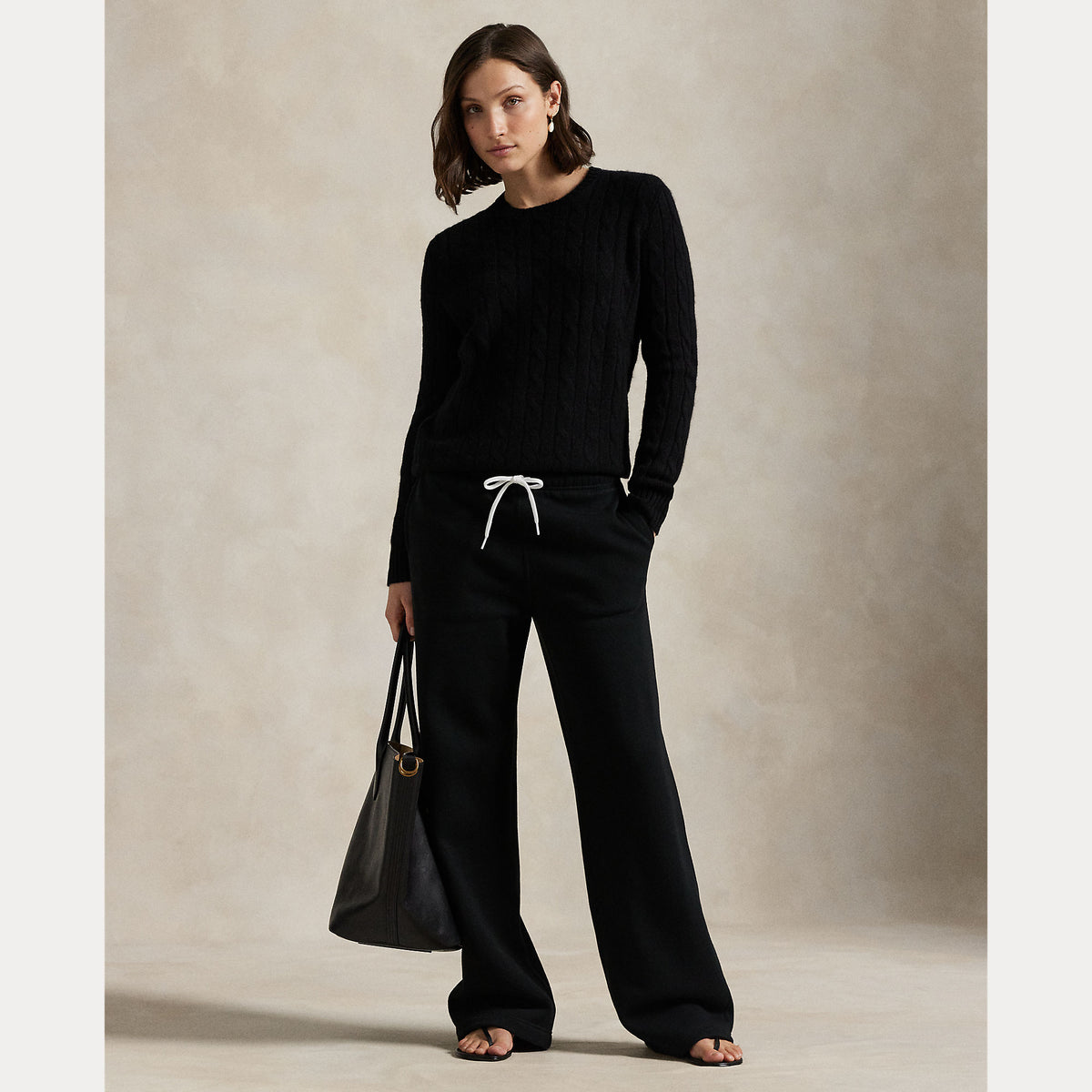 Polo Ralph Lauren naisten collegehousut Knit-Open Botton Sweatpant-pants, musta