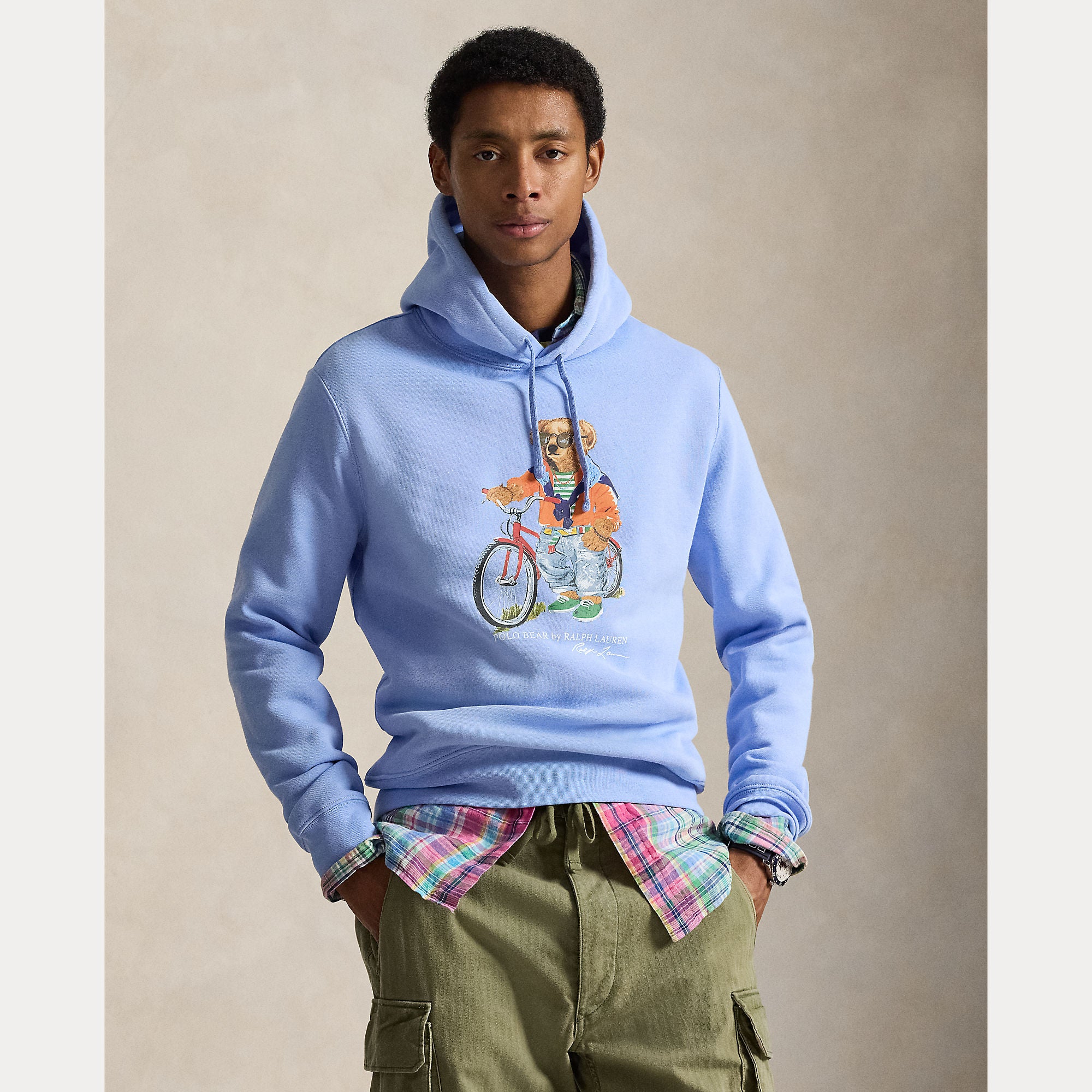 Polo Ralph Lauren miesten huppari Summer Bear Knit Hoodie, vaaleansininen