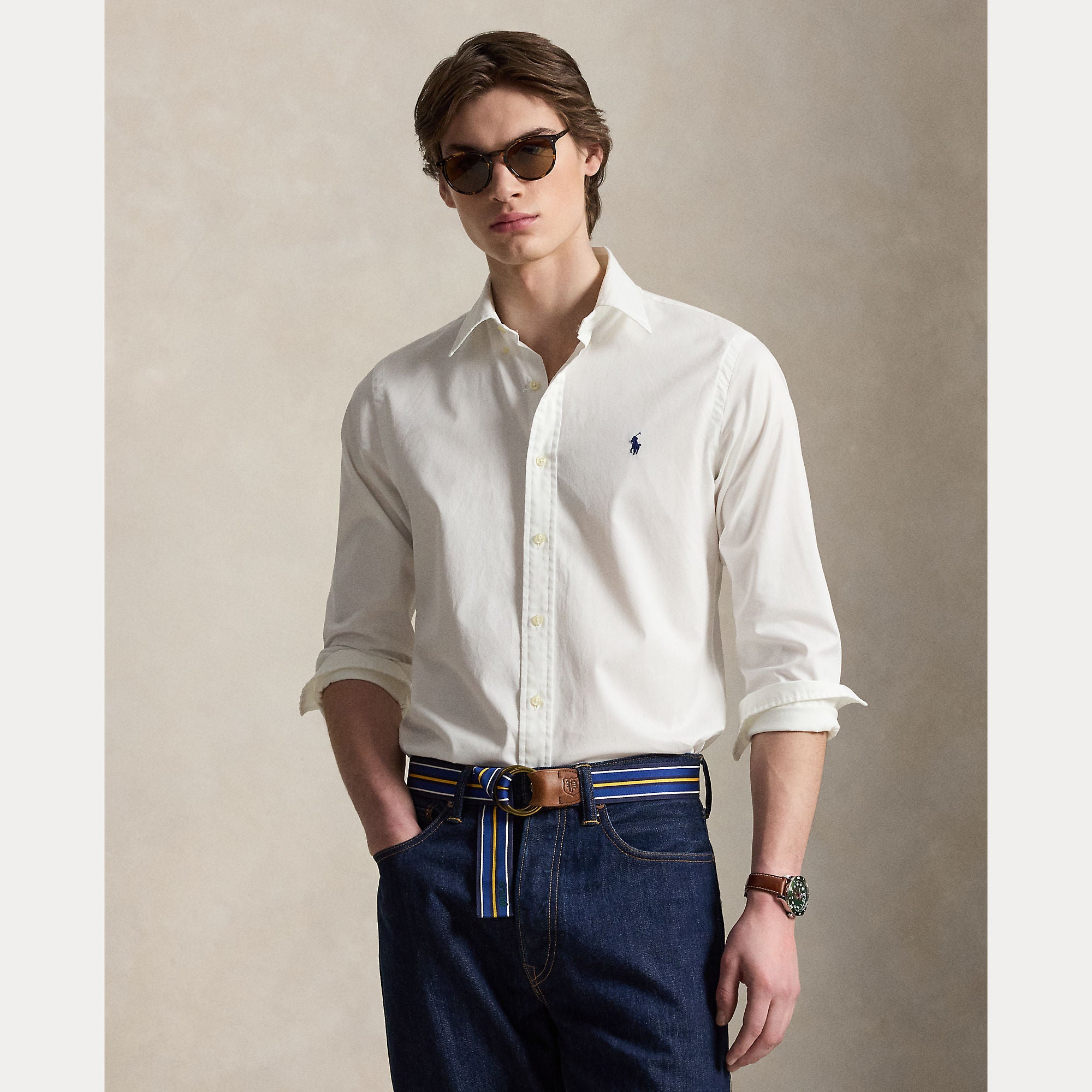 Polo Ralph Lauren miesten kauluspaita Washed Cotton Shirt, valkoinen