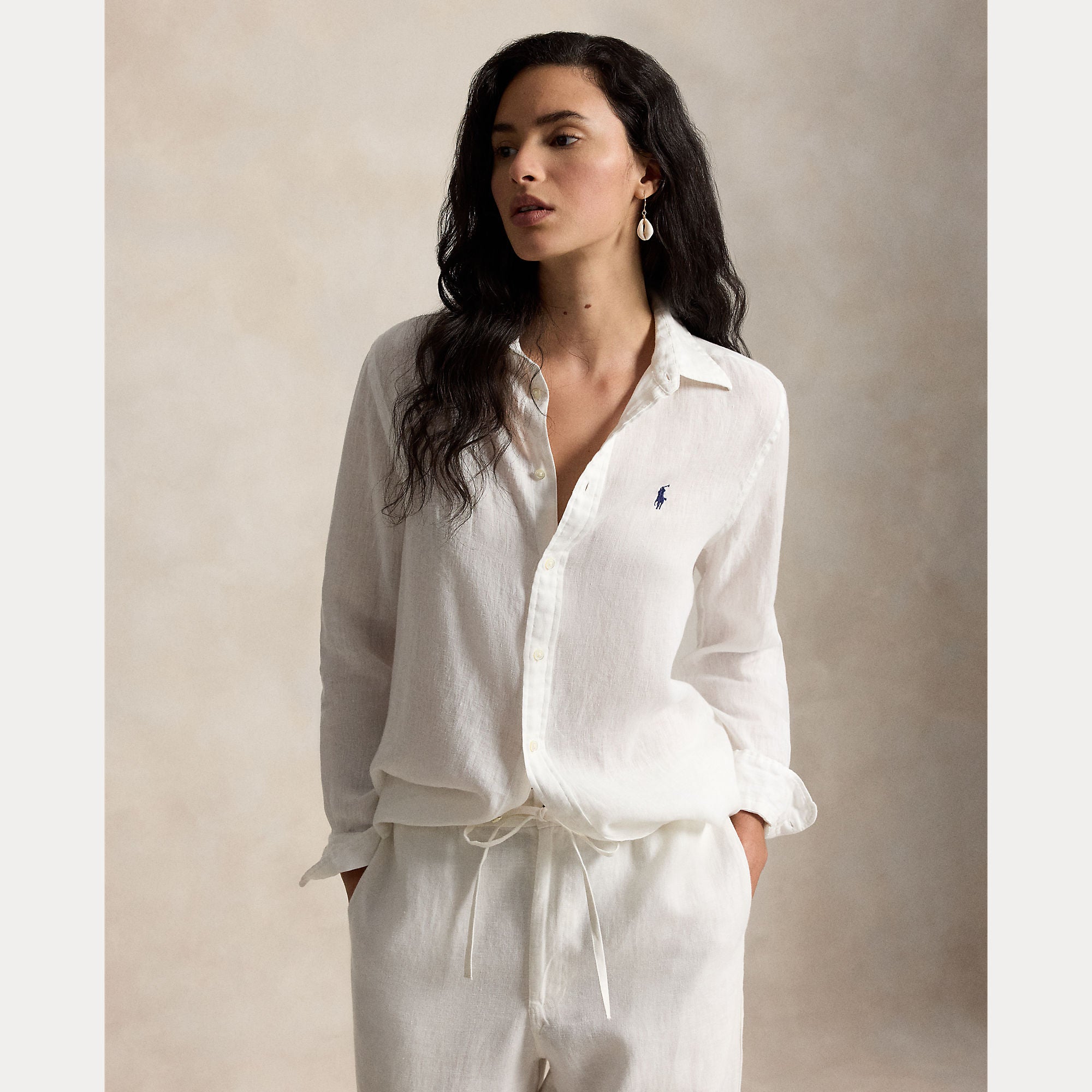 Polo Ralph Lauren naisten paitapusero Classic LS Shirt, valkoinen