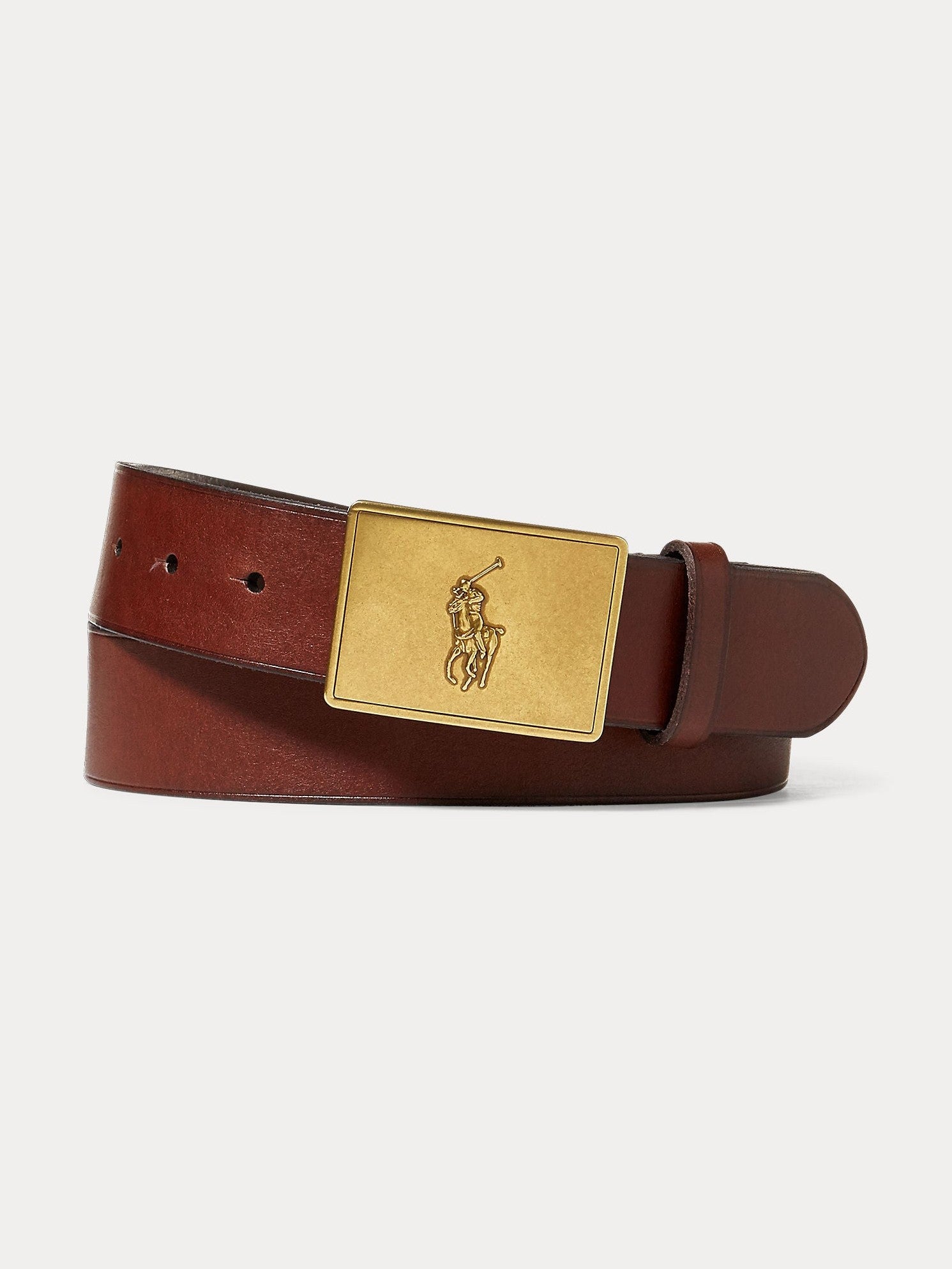 Polo Ralph Lauren miesten vyö Pony Plaque Leather Belt, tummanruskea