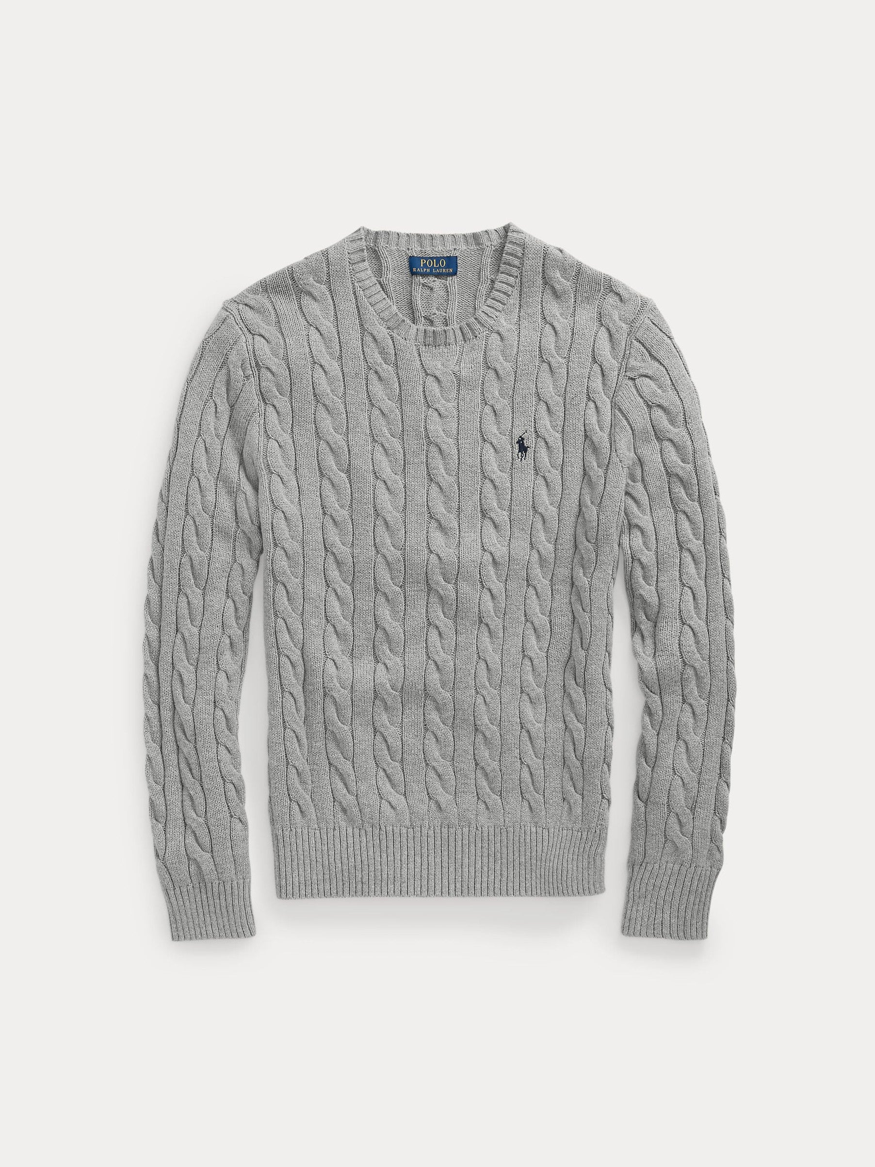 Polo Ralph Lauren miesten neulepaita Cotton Cable LS Drive Pullover, keskiharmaa