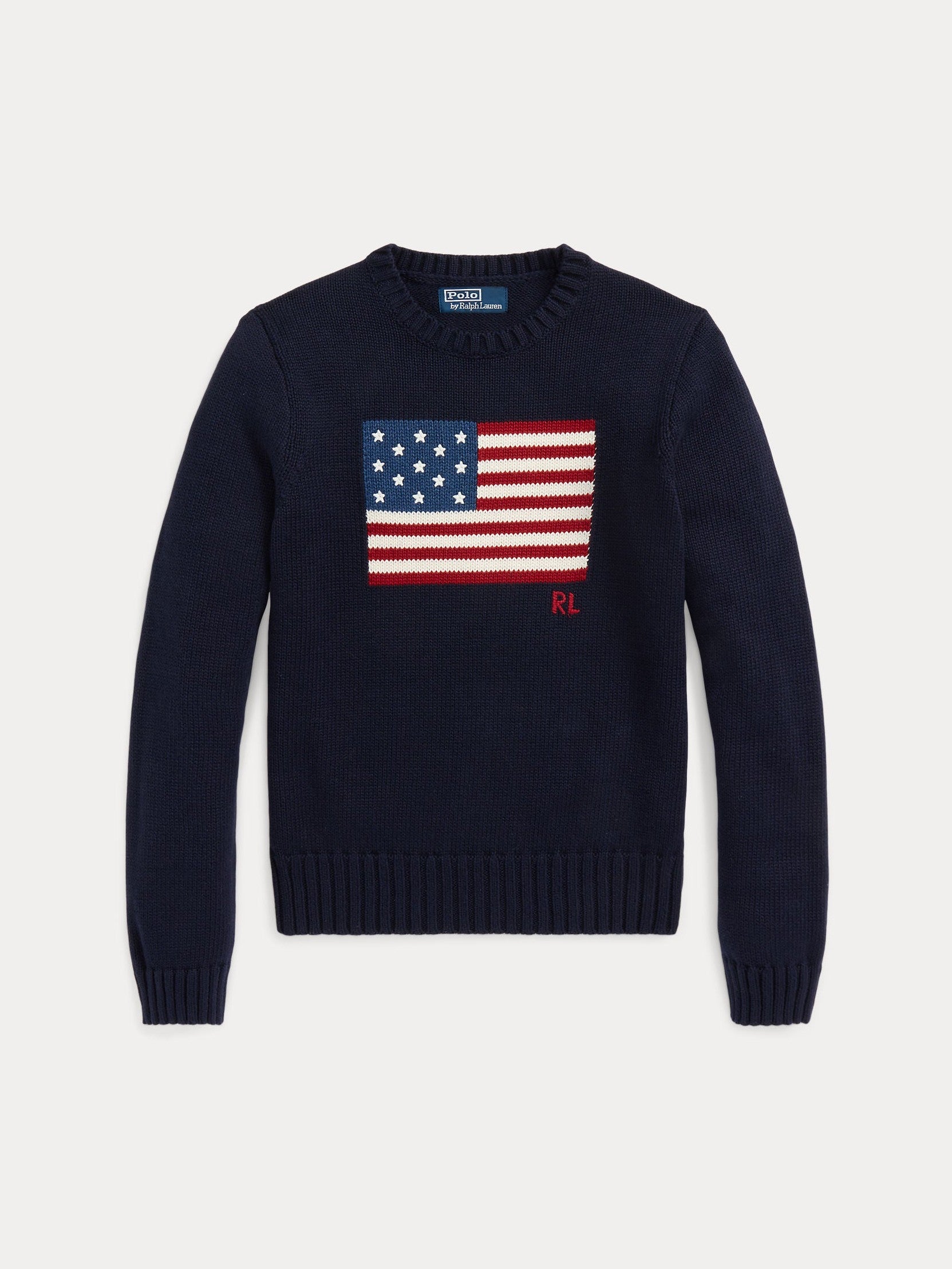 Polo Ralph Lauren naisten neulepaita Flag CN-Long Sleeve-Pullover, tummansininen