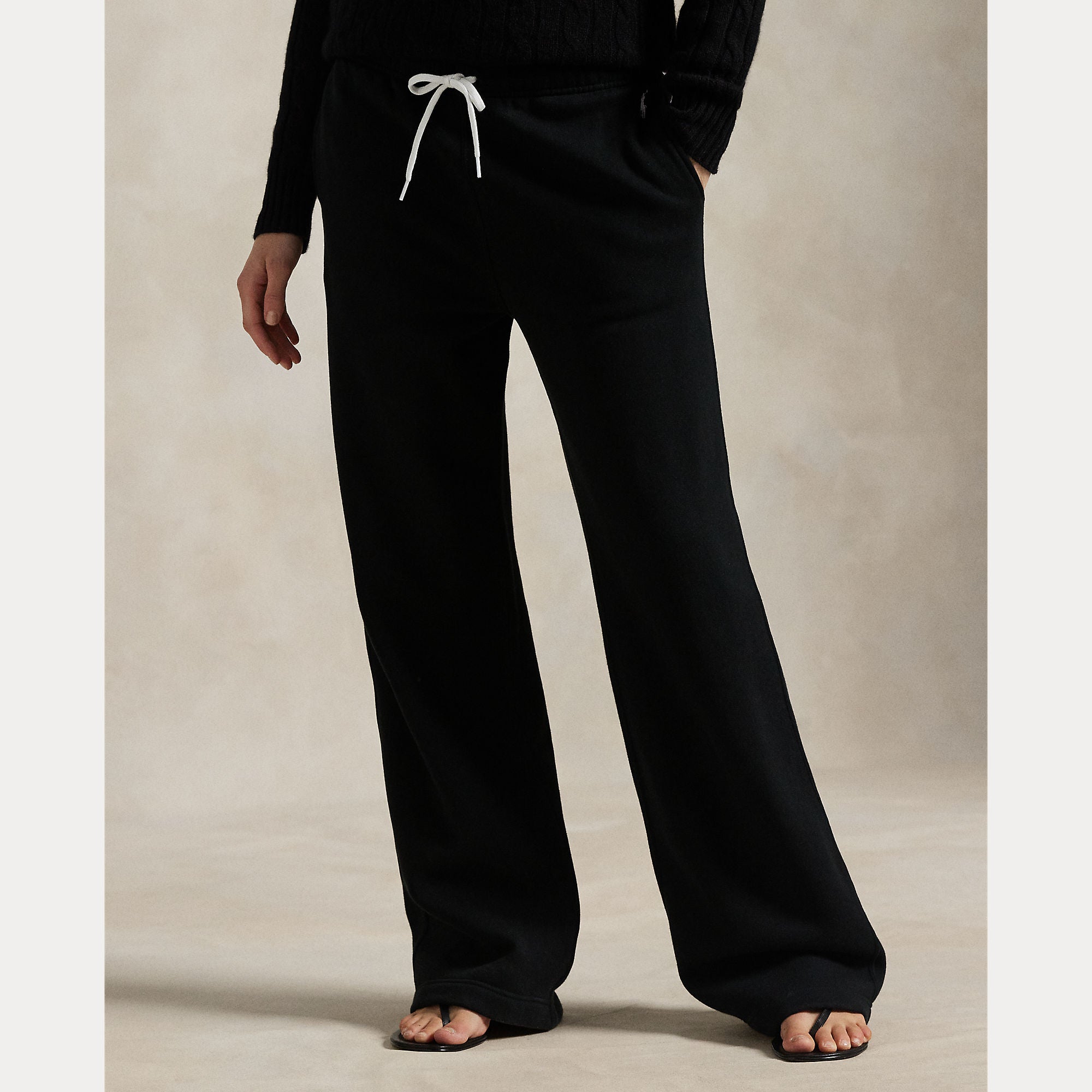 Polo Ralph Lauren naisten collegehousut Knit-Open Botton Sweatpant-pants, musta