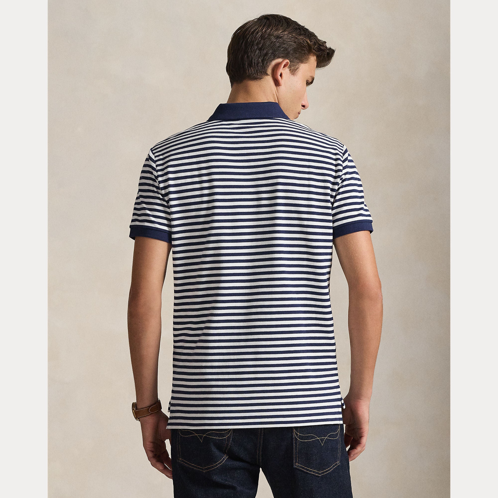 Polo Ralph Lauren miesten pikeepaita Iconic Mesh Polo Shirt, raidallinen sininen