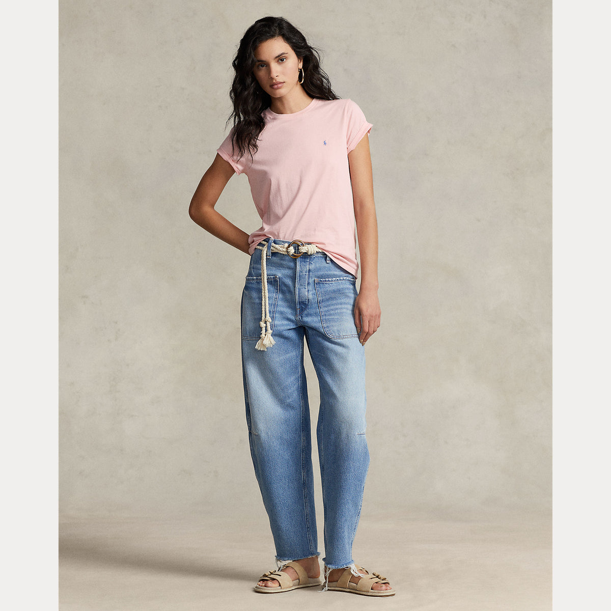 Polo Ralph Lauren naisten t-paita New RLTPP-Short Sleeve T-Shirt, vaaleanpunainen, lyhythihainen 100 prosentin puuvillapaita, pyöreä pääntie ja pieni logo rinnassa