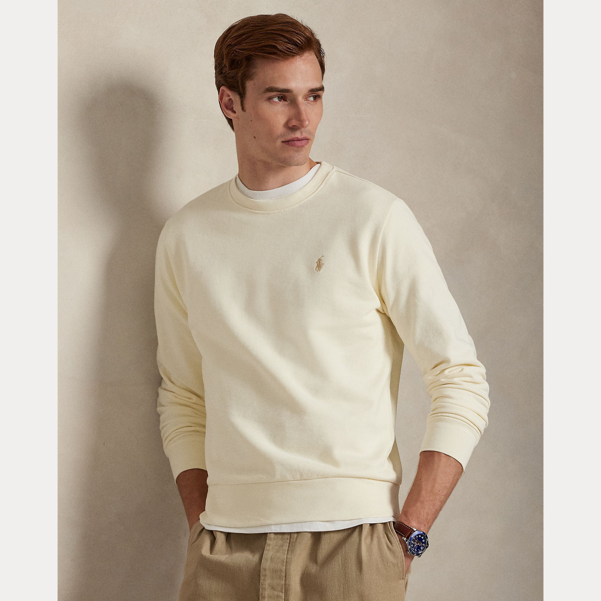 Polo Ralph Lauren miesten collegepaita Long Sleeve C Neck, valkoinen