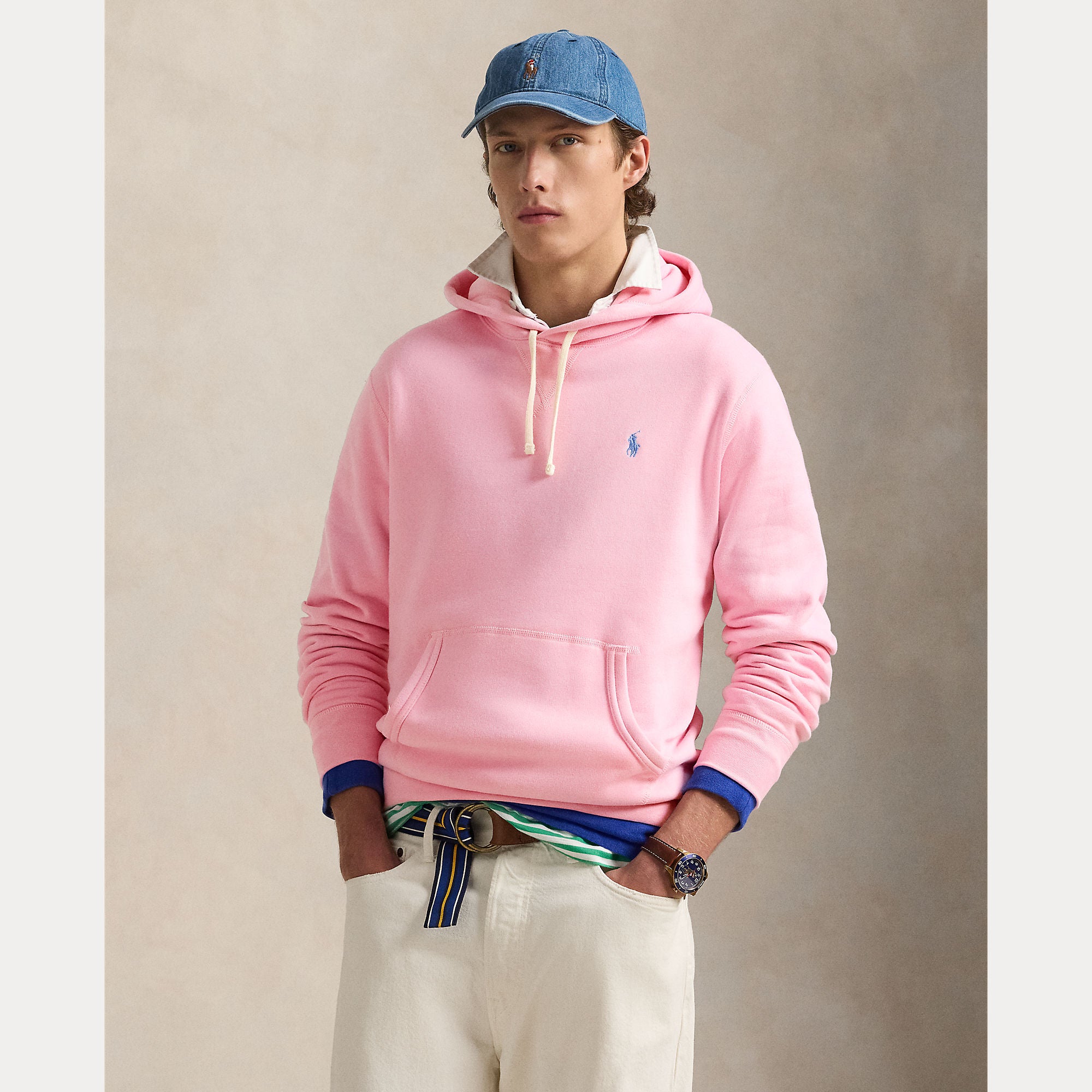 Polo Ralph Lauren miesten huppari The RL Fleece Hoodie, vaaleanpunainen