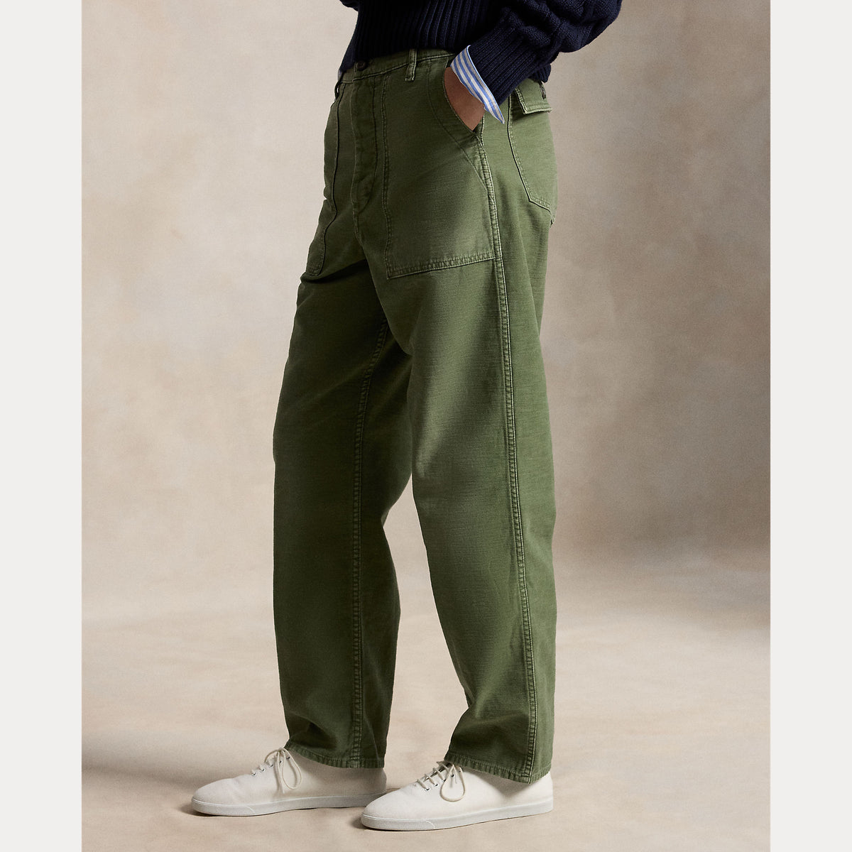 Polo Ralph Lauren naisten housut Wovwn Straight Pants, khaki, pehmeää puuvillasatiinia, suora leikkaus, sivutaskut ja täyspitkät lahkeet