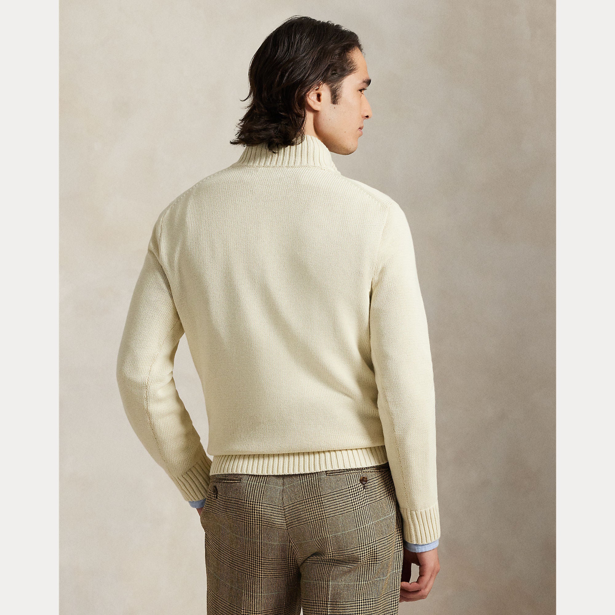 Polo Ralph Lauren miesten neulepusero Cotton Quarter-Zip Mockneck Sweater, valkoinen