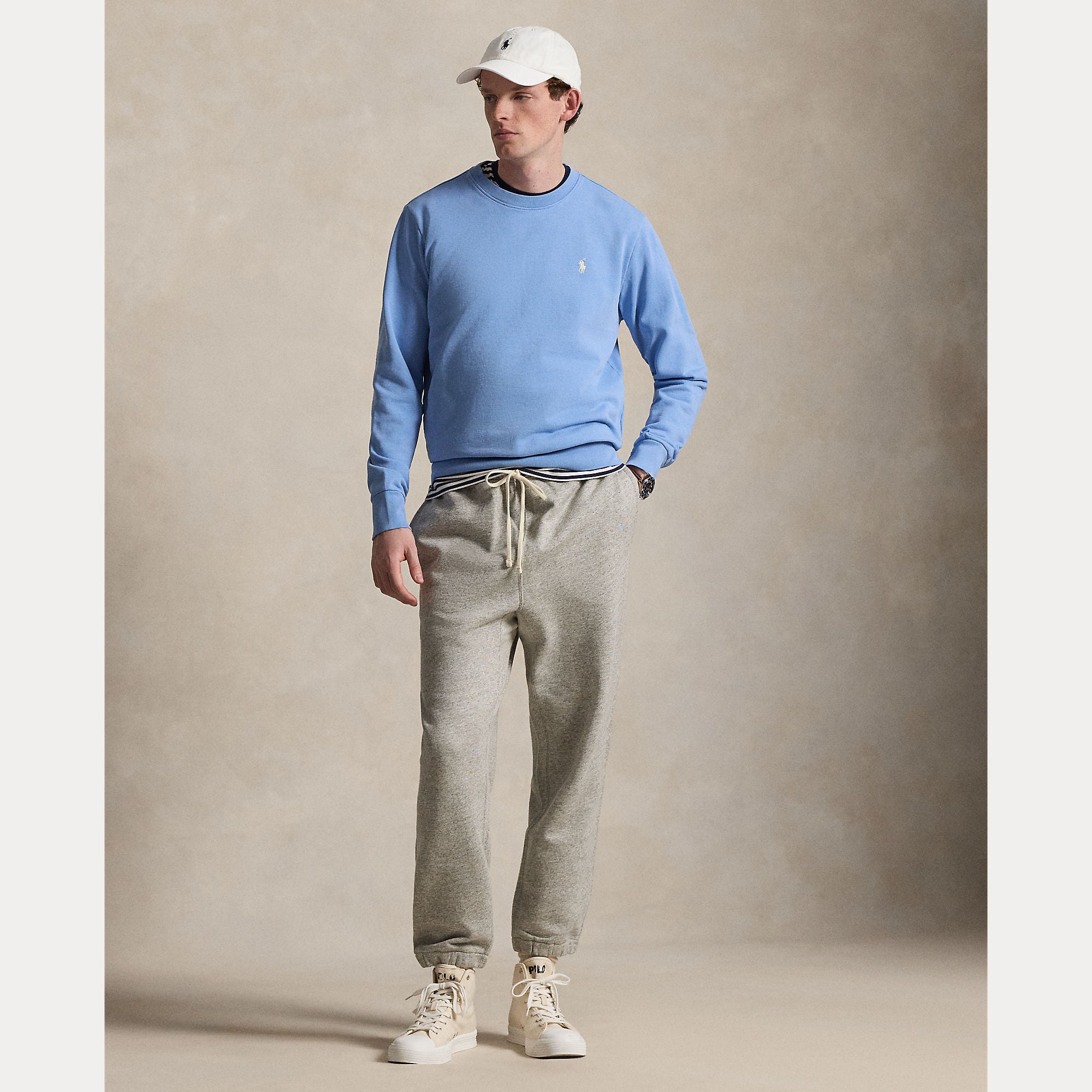 Polo Ralph Lauren miesten collegepaita Long Sleeve C Neck, vaaleansininen