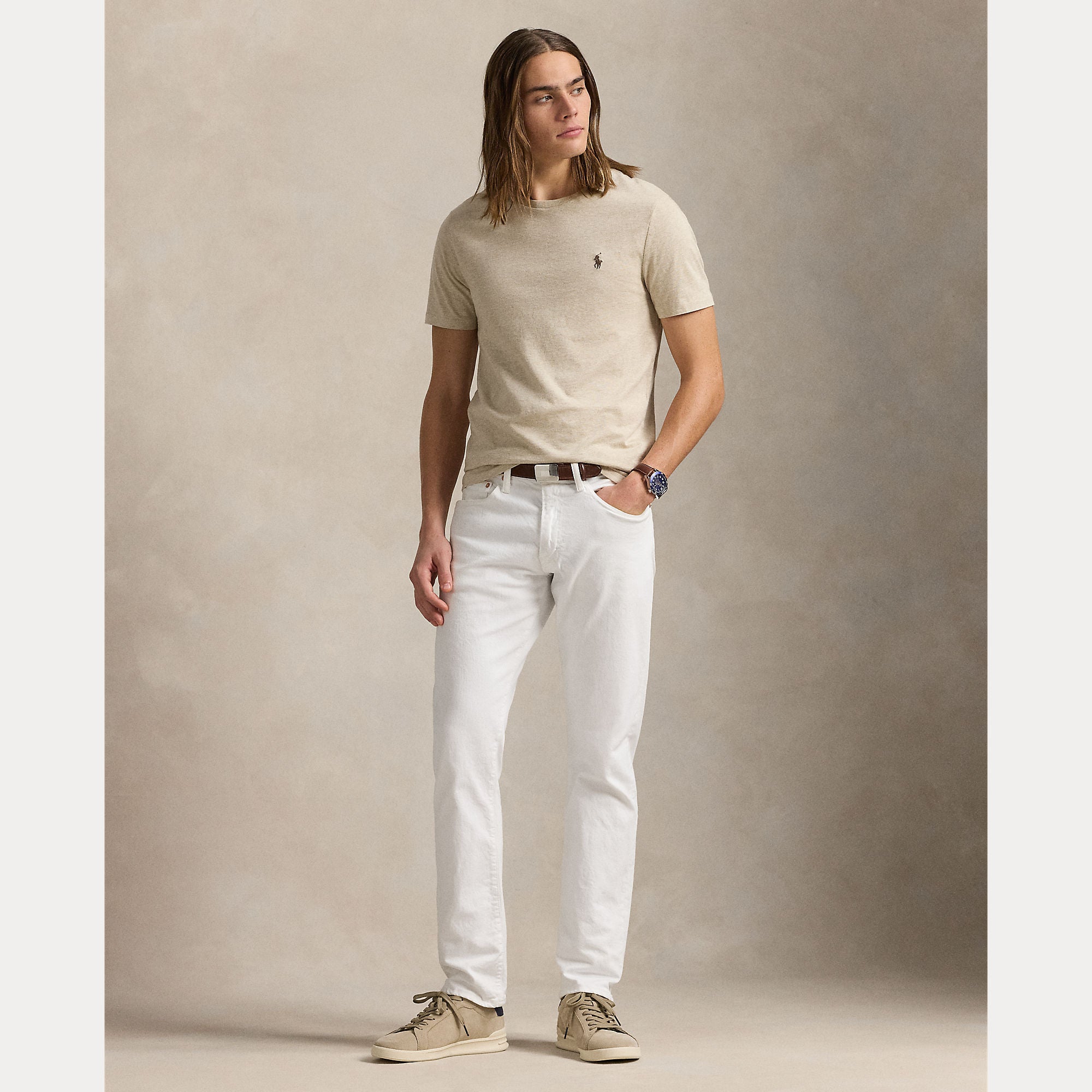 Polo Ralph Lauren miesten T-paita Custom Slim Fit Soft Cotton T-Shirt, beige