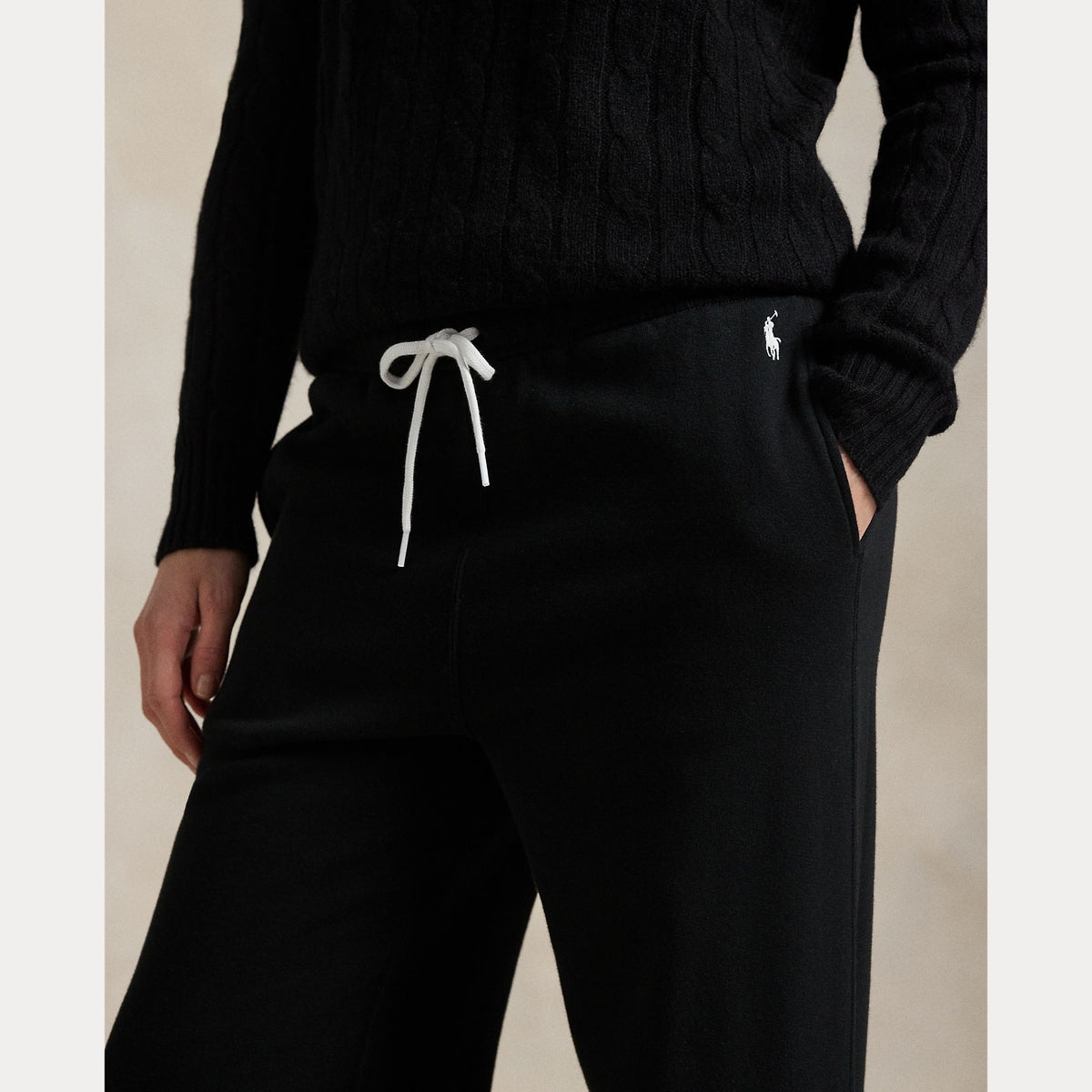 Polo Ralph Lauren naisten collegehousut Knit-Open Botton Sweatpant-pants, musta