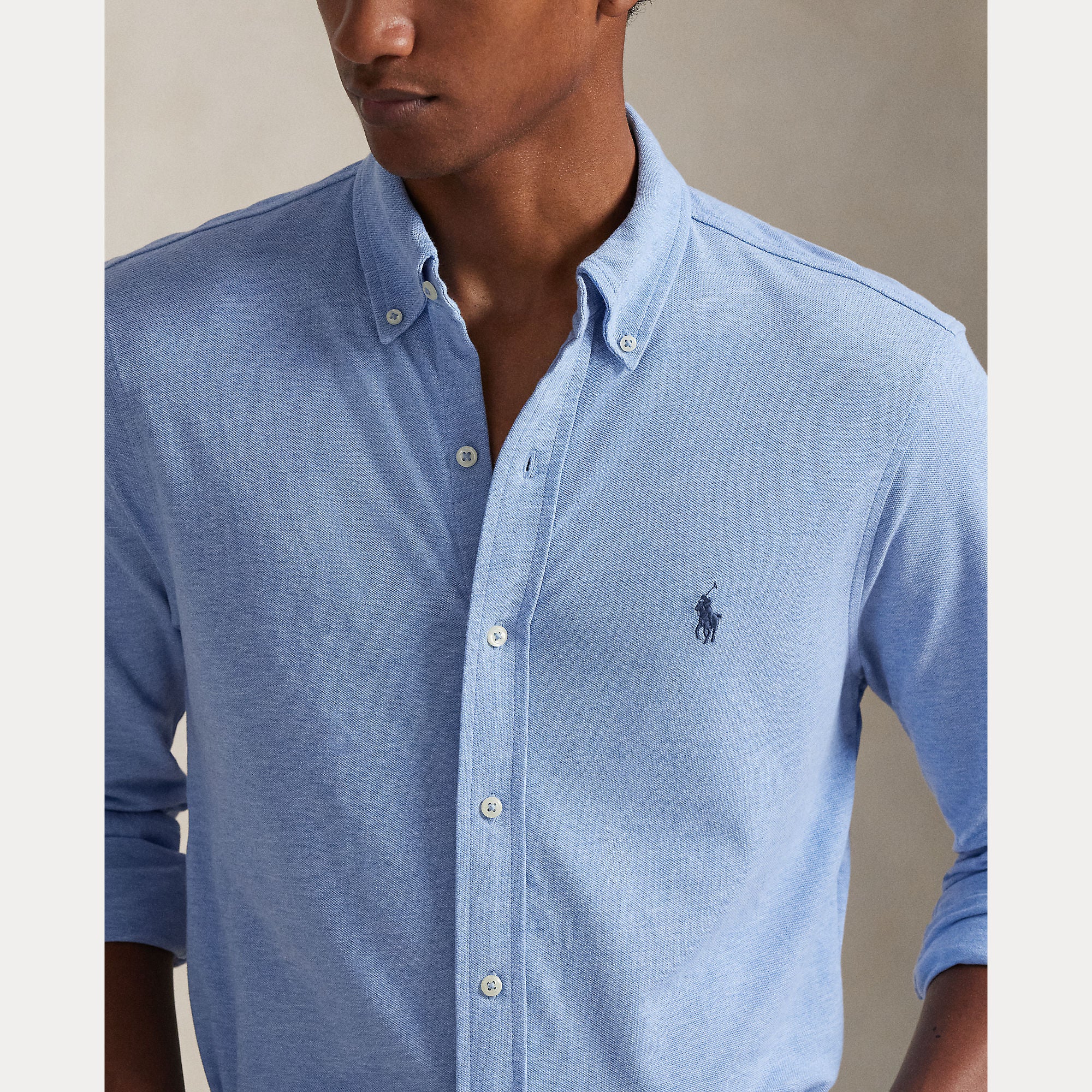 Polo Ralph Lauren miesten kauluspaita Featherweight Mesh Shirt, vaaleansininen