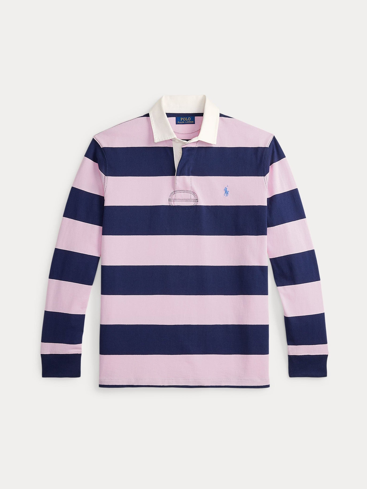 Polo Ralph Lauren miesten pikeepaita LS Rugby M3 Long Sleeve-Knit, raidallinen pinkki