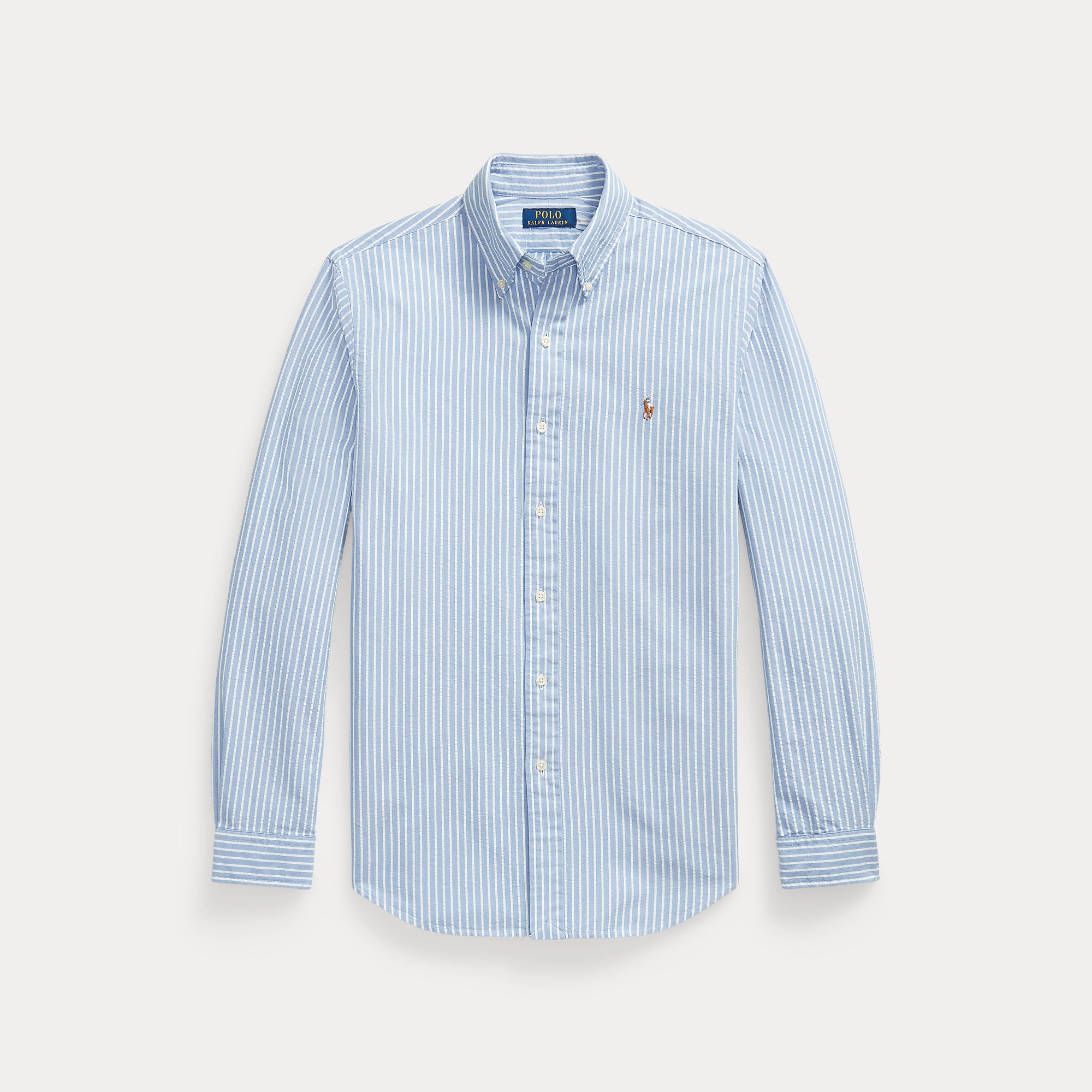 Polo Ralph Lauren miesten kauluspaita Classic Fit Striped Seersucker Shirt, raidallinen sininen