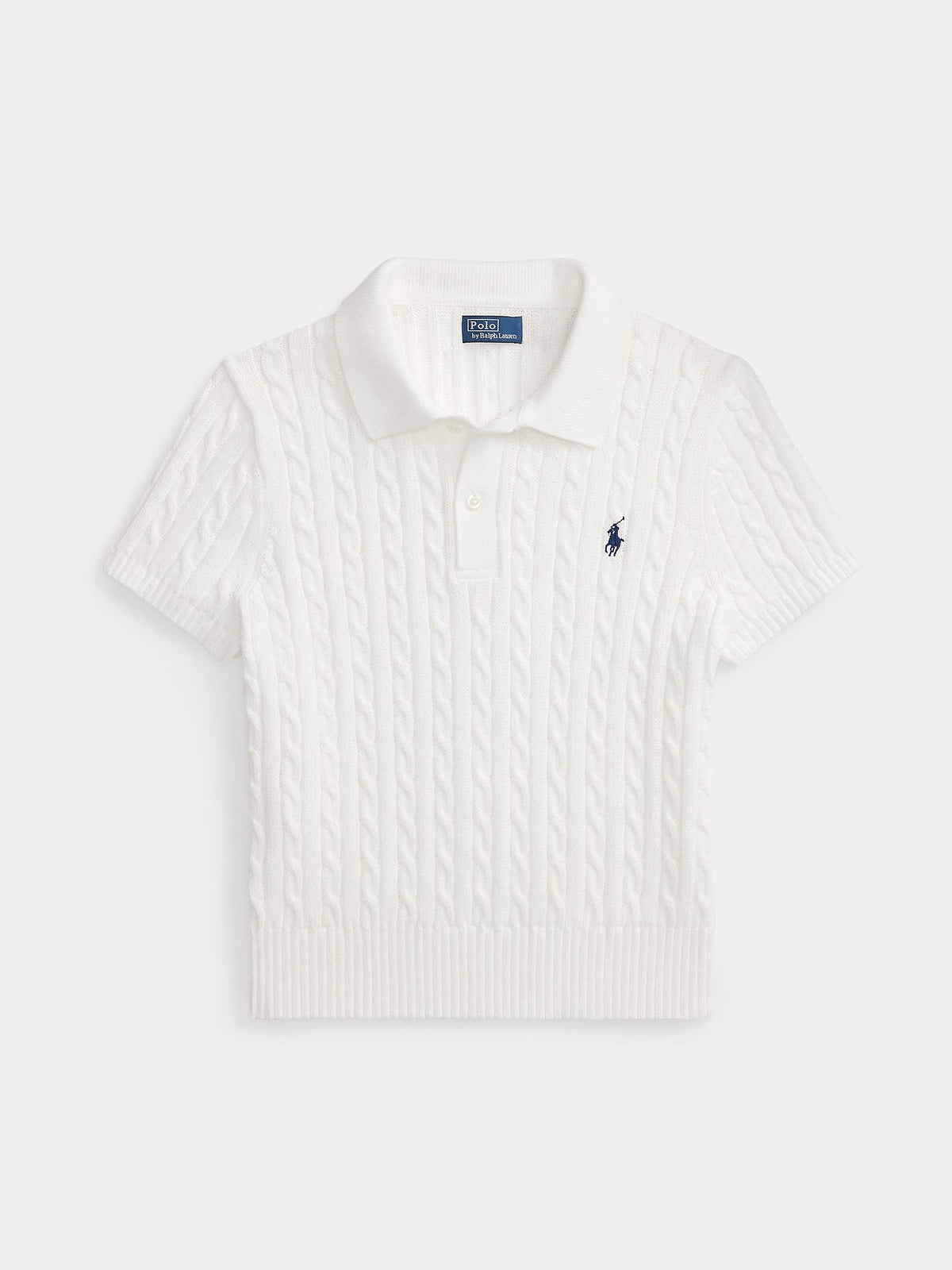 Polo Ralph Lauren naisten neulepusero Cable-Knit Cotton Polo Sweater, valkoinen