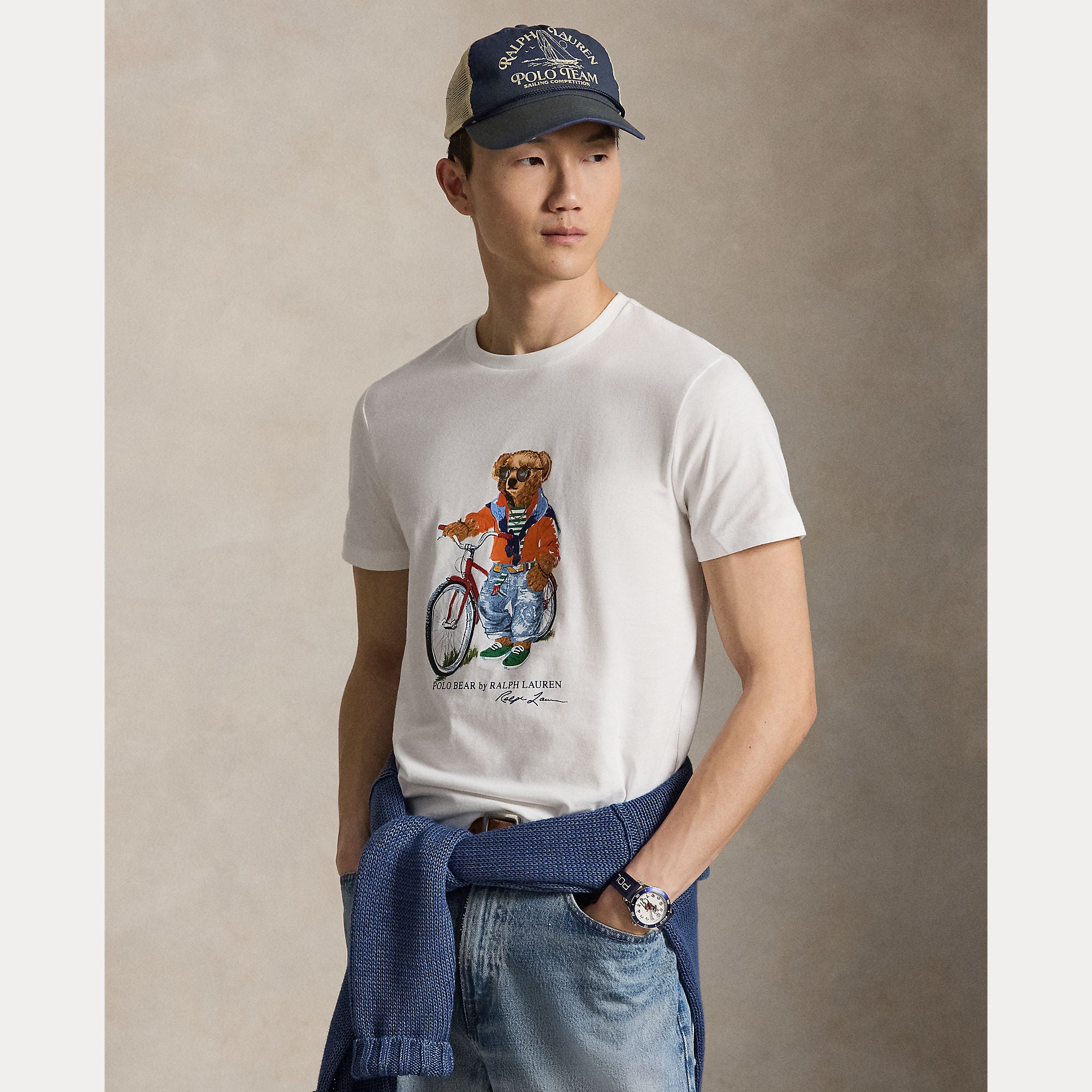 Polo Ralph Lauren miesten T-paidat Polo Bear Knit-T-Shirt, valkoinen