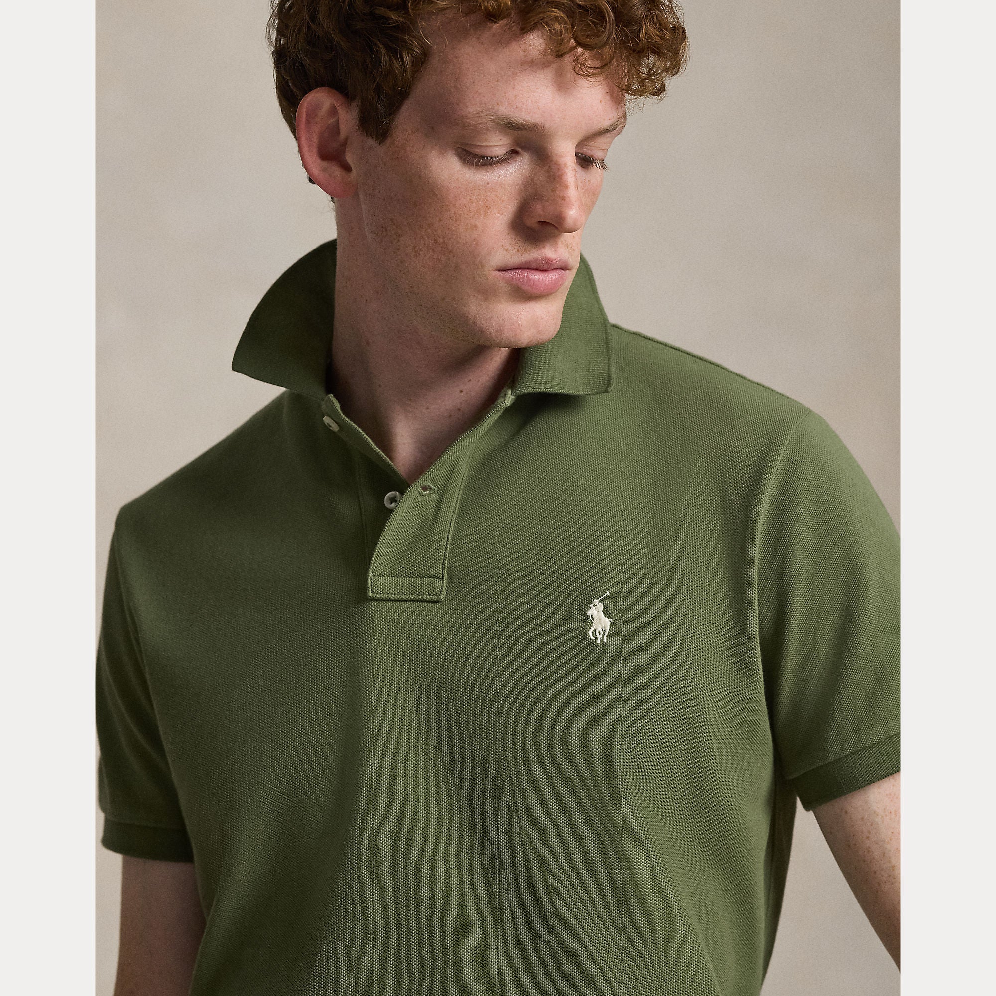 Polo Ralph Lauren miesten pikeepaita Iconic Mesh Polo Shirt Seasonal Nos, khaki