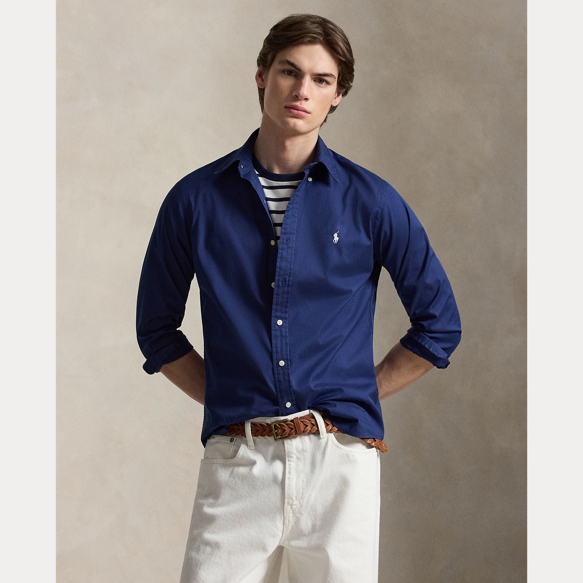 Polo Ralph Lauren miesten kauluspaita Washed Cotton Shirt, tummansininen