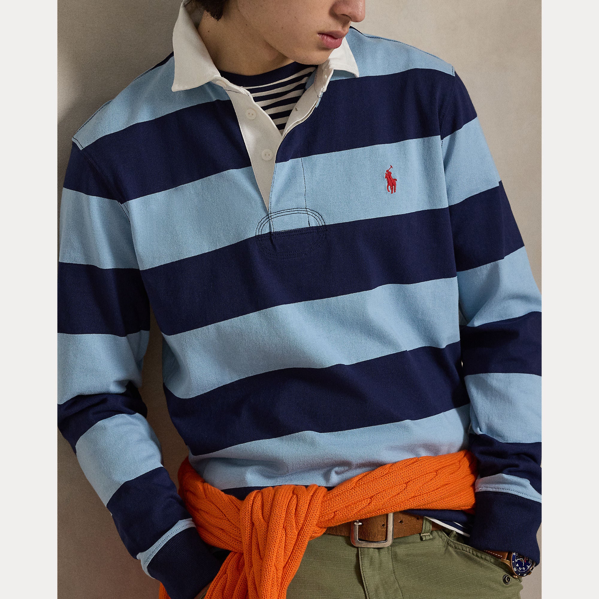 Polo Ralph Lauren miesten paita LS Rugby M3 Long Sleeve Knit, raidallinen sininen