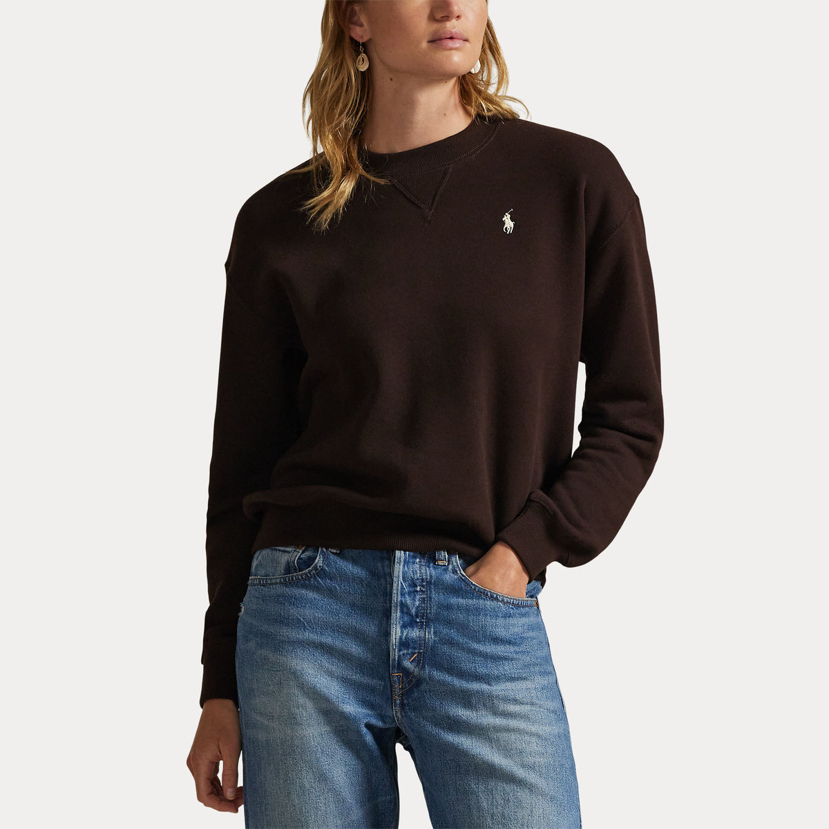 Polo Ralph Lauren naisten collegepaita Fleece Crewneck, tummanruskea