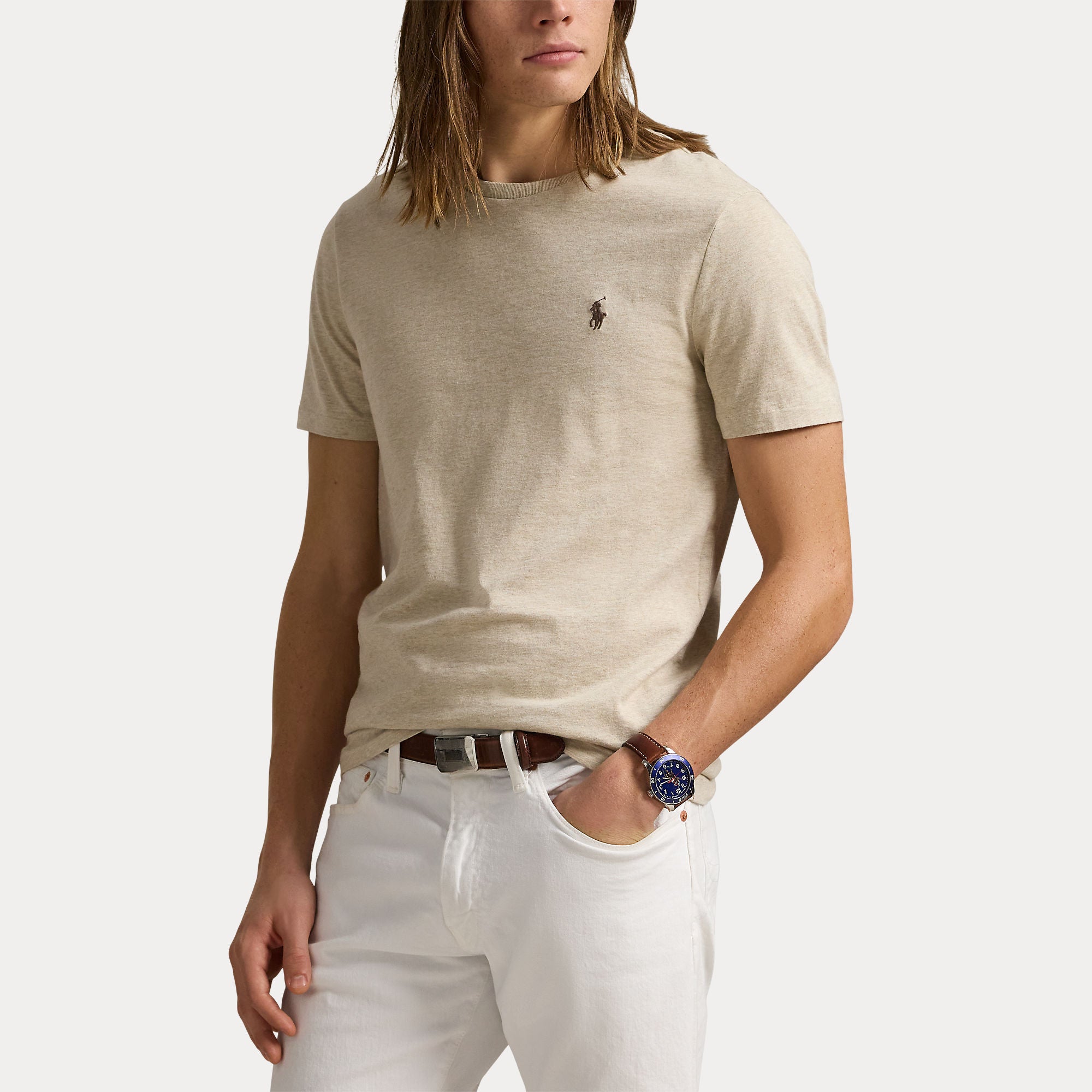 Polo Ralph Lauren miesten T-paita Custom Slim Fit Soft Cotton T-Shirt, beige
