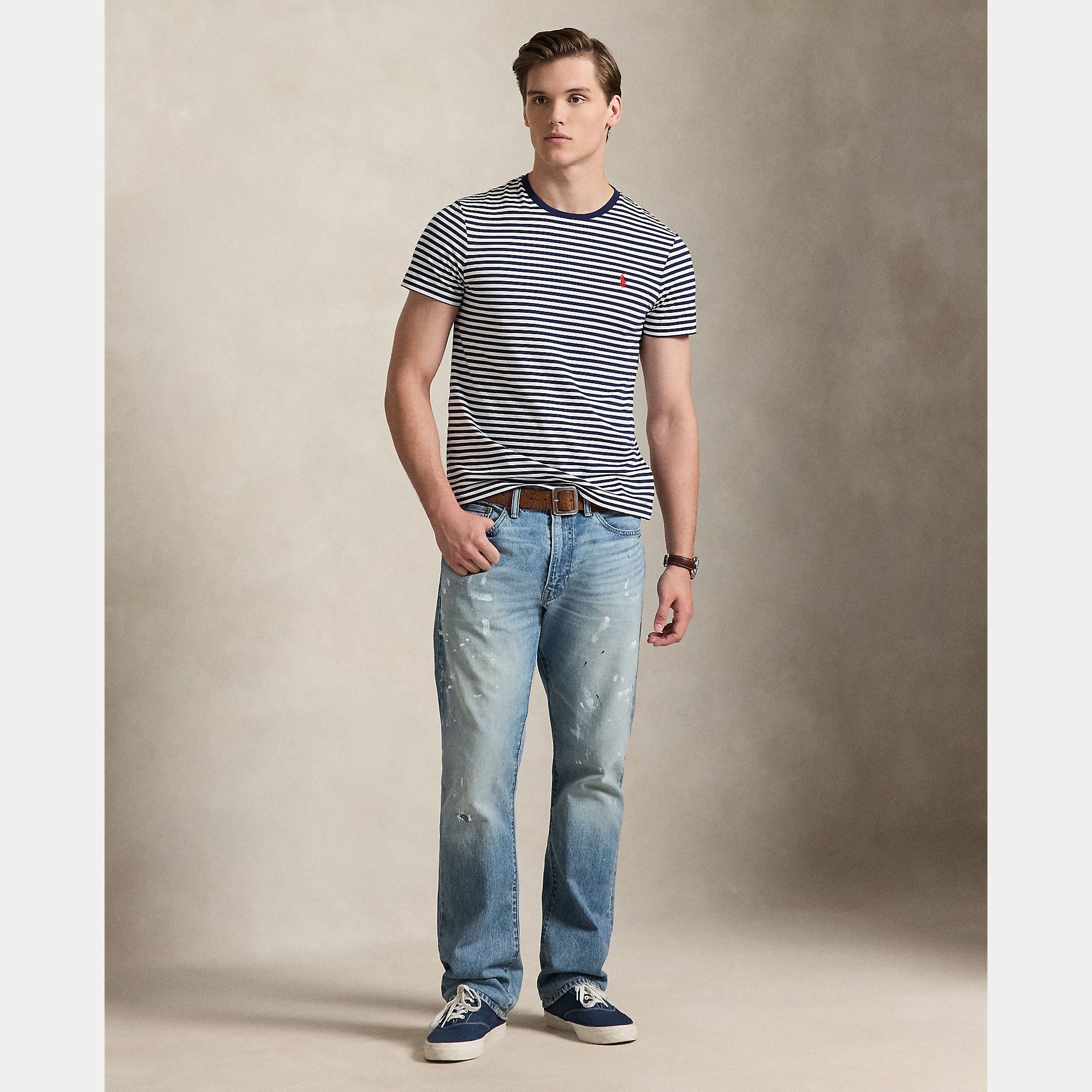 Polo Ralph Lauren miesten t-paita Custom Fit Striped T-Shirt, raidallinen sininen