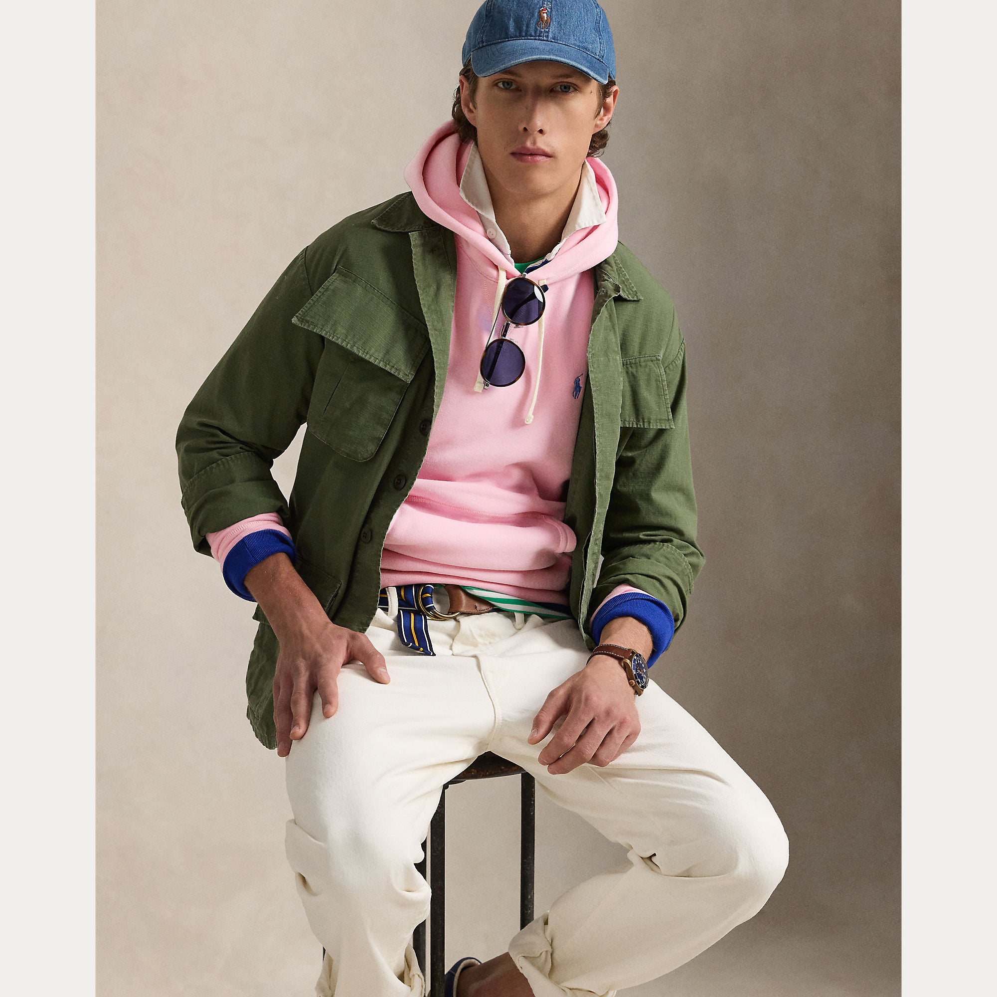 Polo Ralph Lauren miesten huppari The RL Fleece Hoodie, vaaleanpunainen