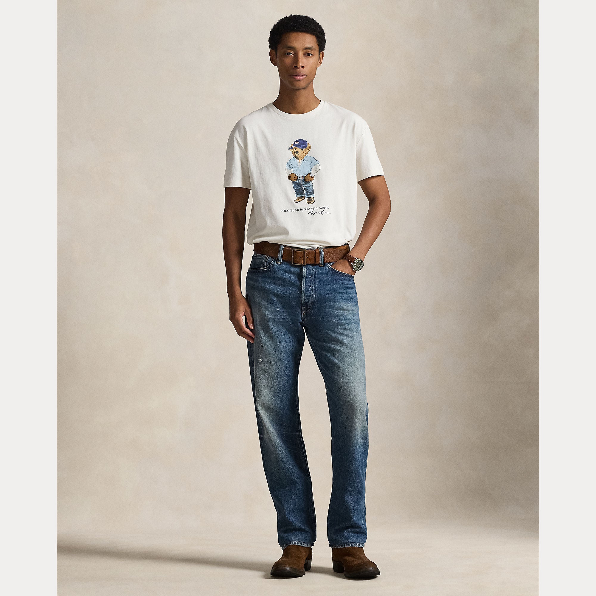 Polo Ralph Lauren miesten t-paita Bear Mechanic Anniversary, valkoinen