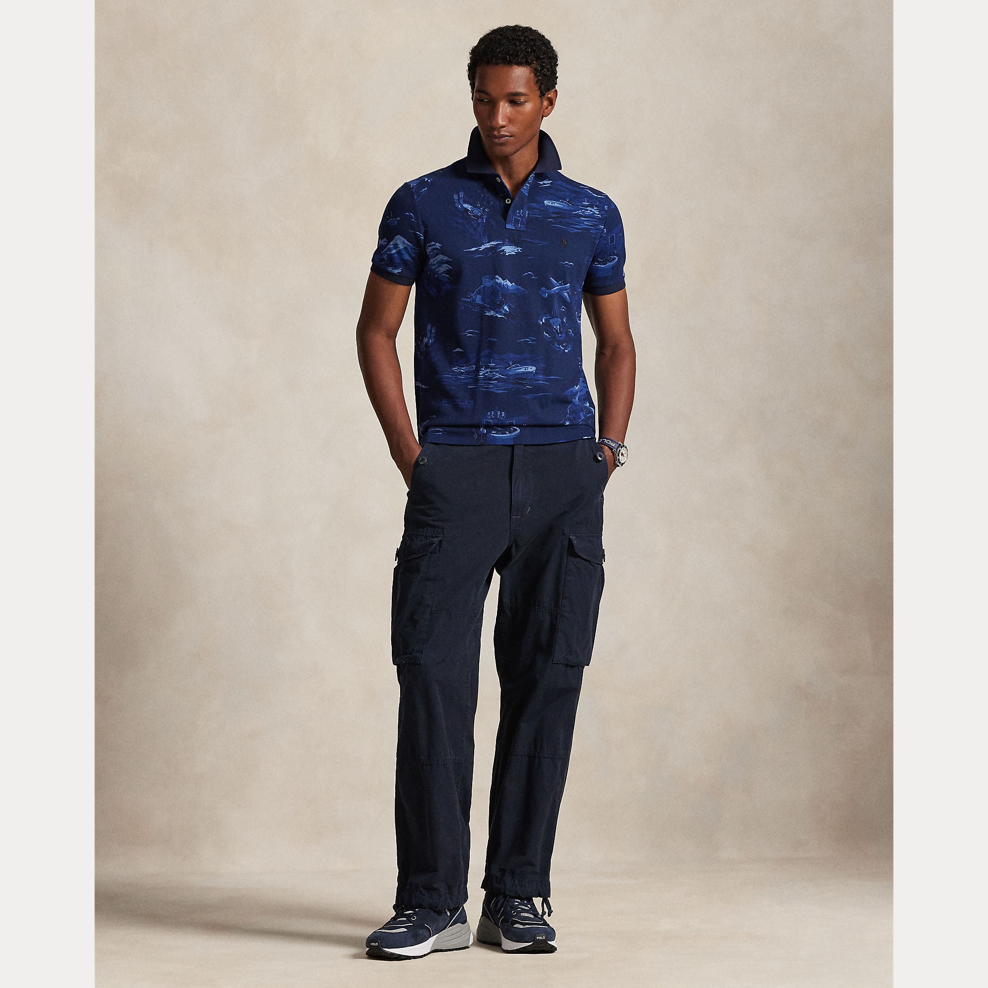 Polo Ralph Lauren miesten pikeepaita Custom Slim Fit, sininen kuosi