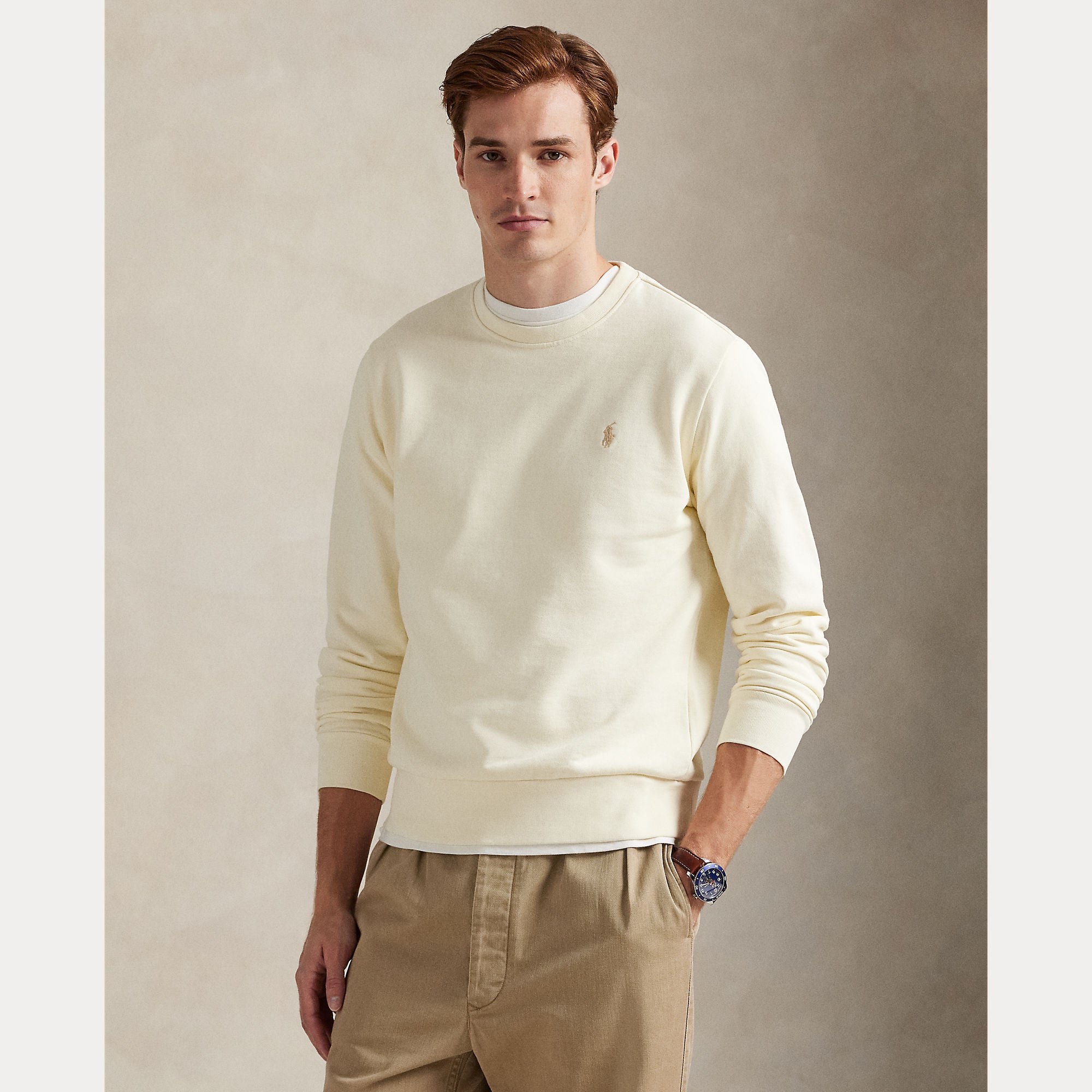 Polo Ralph Lauren miesten collegepaita Long Sleeve C Neck, valkoinen