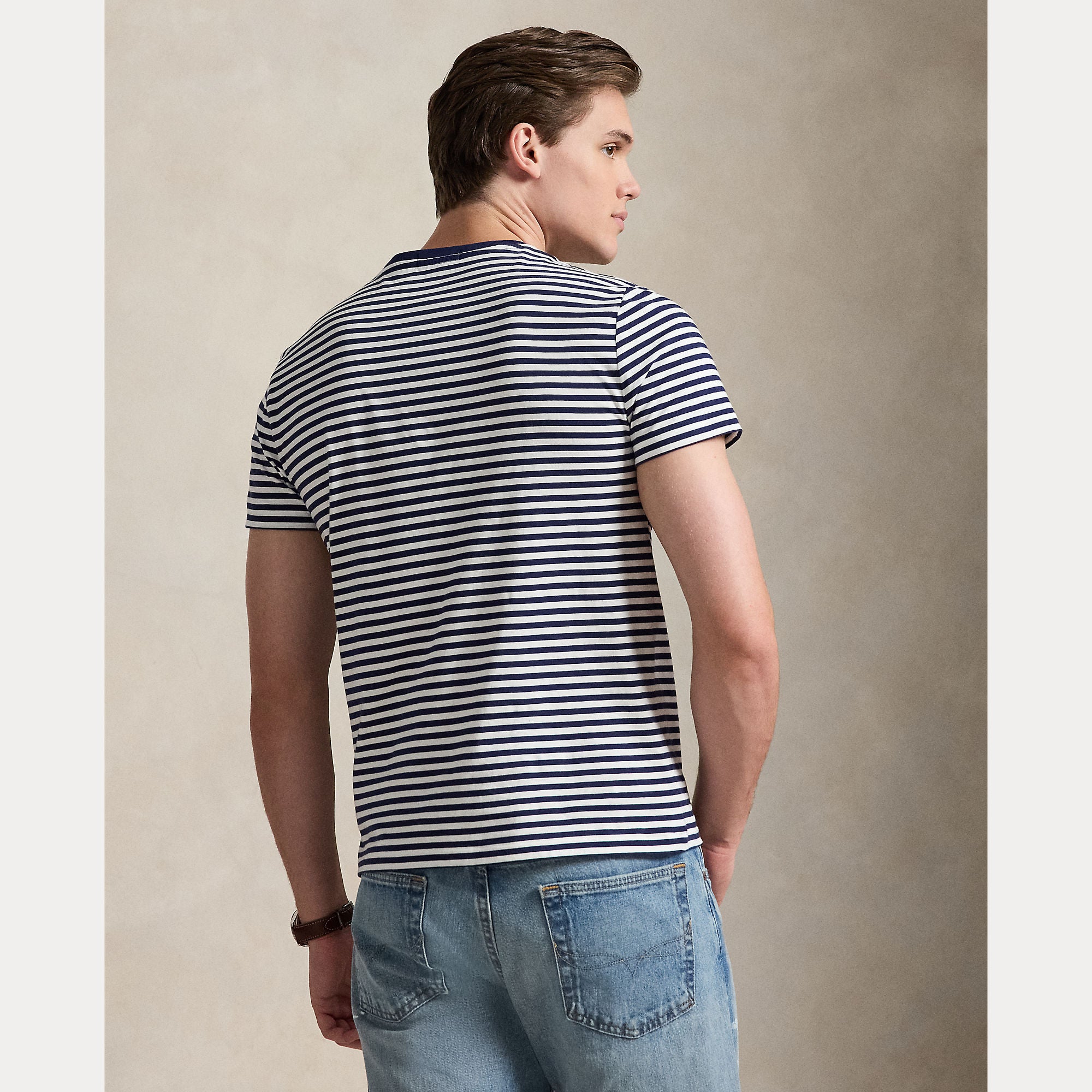 Polo Ralph Lauren miesten t-paita Custom Fit Striped T-Shirt, raidallinen sininen