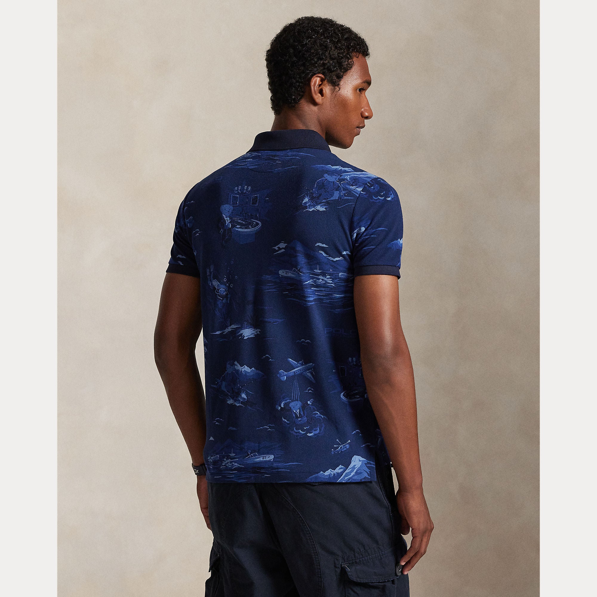 Polo Ralph Lauren miesten pikeepaita Custom Slim Fit, sininen kuosi
