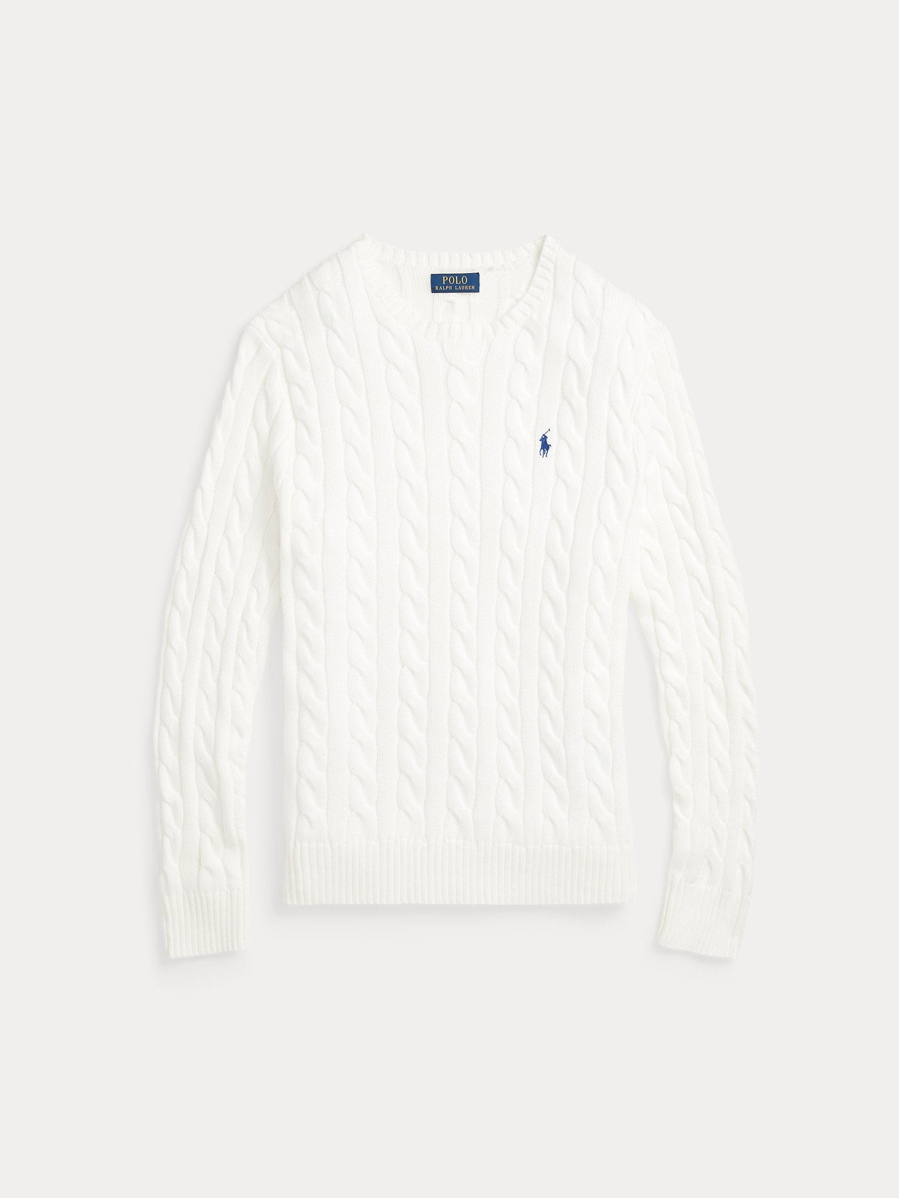 Polo Ralph Lauren miesten neulepaita Cotton Cable LS Drive Pullover, valkoinen