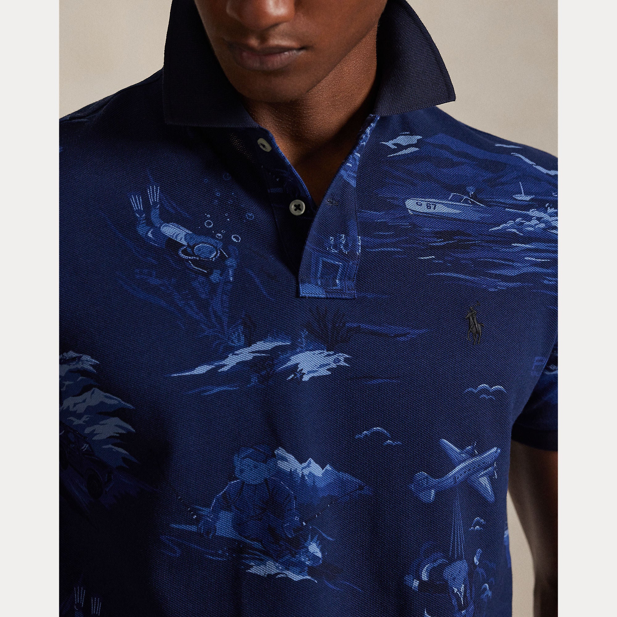 Polo Ralph Lauren miesten pikeepaita Custom Slim Fit, sininen kuosi