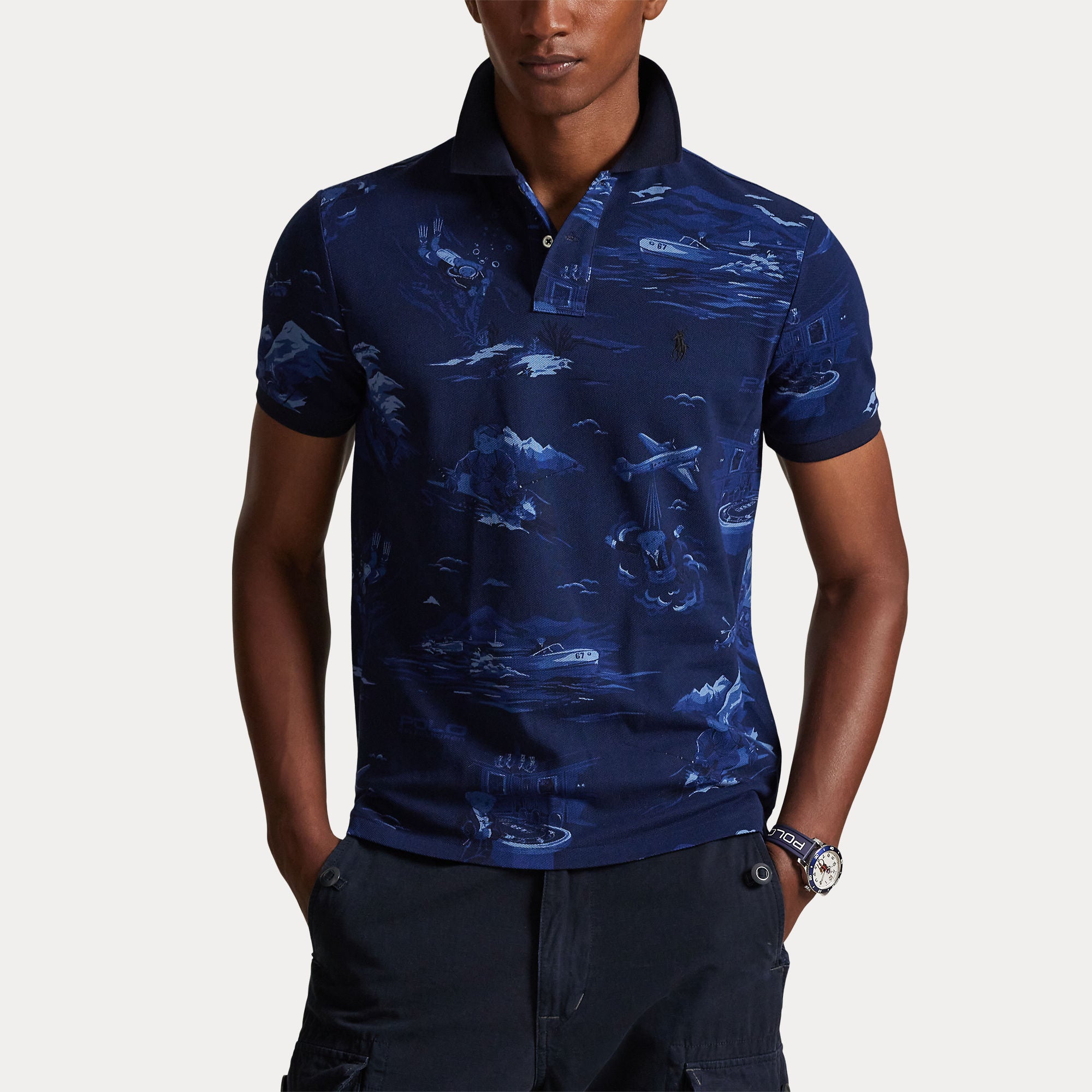 Polo Ralph Lauren miesten pikeepaita Custom Slim Fit, sininen kuosi