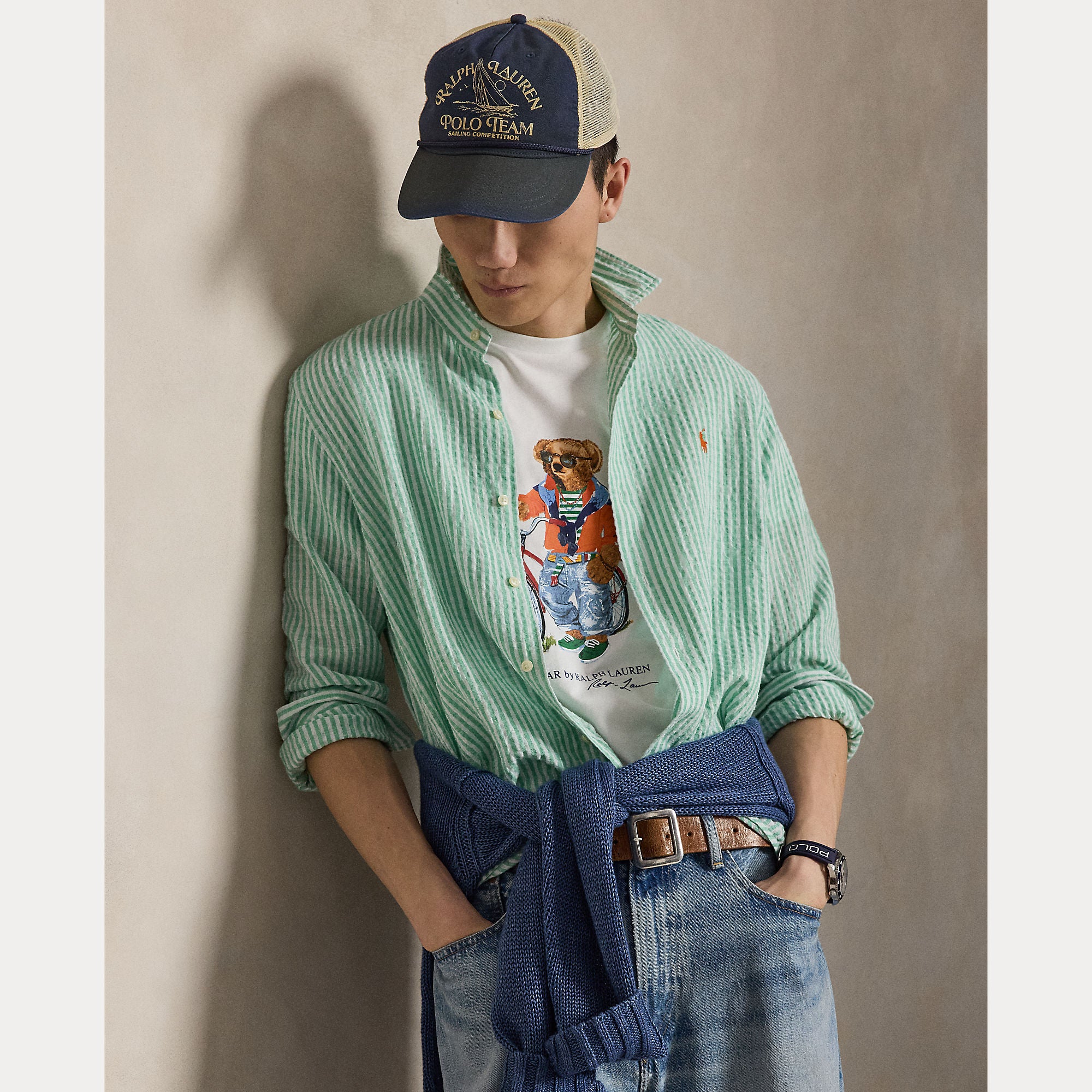 Polo Ralph Lauren miesten T-paidat Polo Bear Knit-T-Shirt, valkoinen
