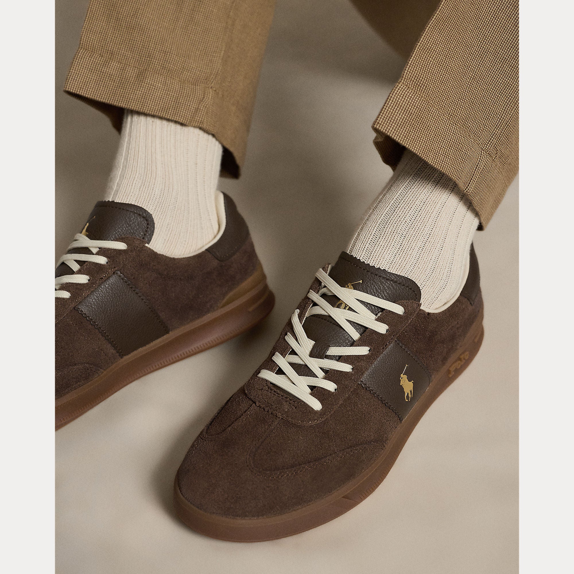 Polo Ralph Lauren miesten tennarit Heritage Aera Suede Sneaker Low Top, tummanruskea