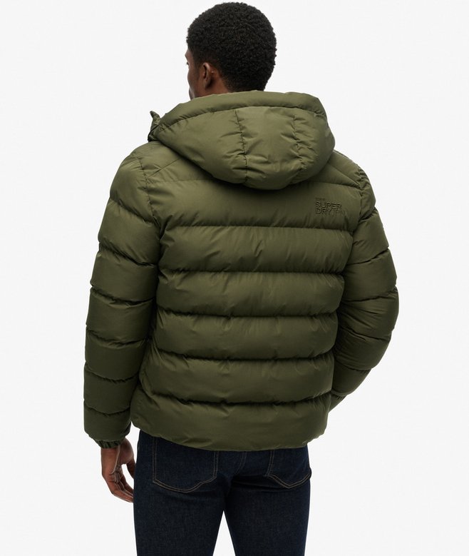 Superdry Miesten Talvitakki, Hooded Sports Puffer Jacket Tummanvihreä