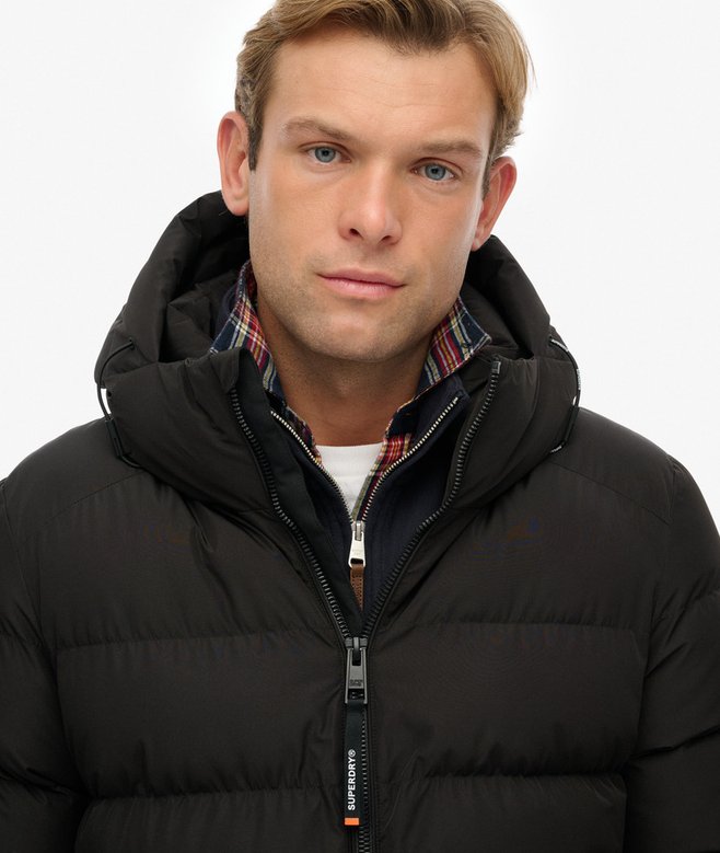 Superdry Miesten Talvitakki, Hooded Sports Puffer Jacket Musta
