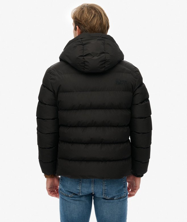 Superdry Miesten Talvitakki, Hooded Sports Puffer Jacket Musta