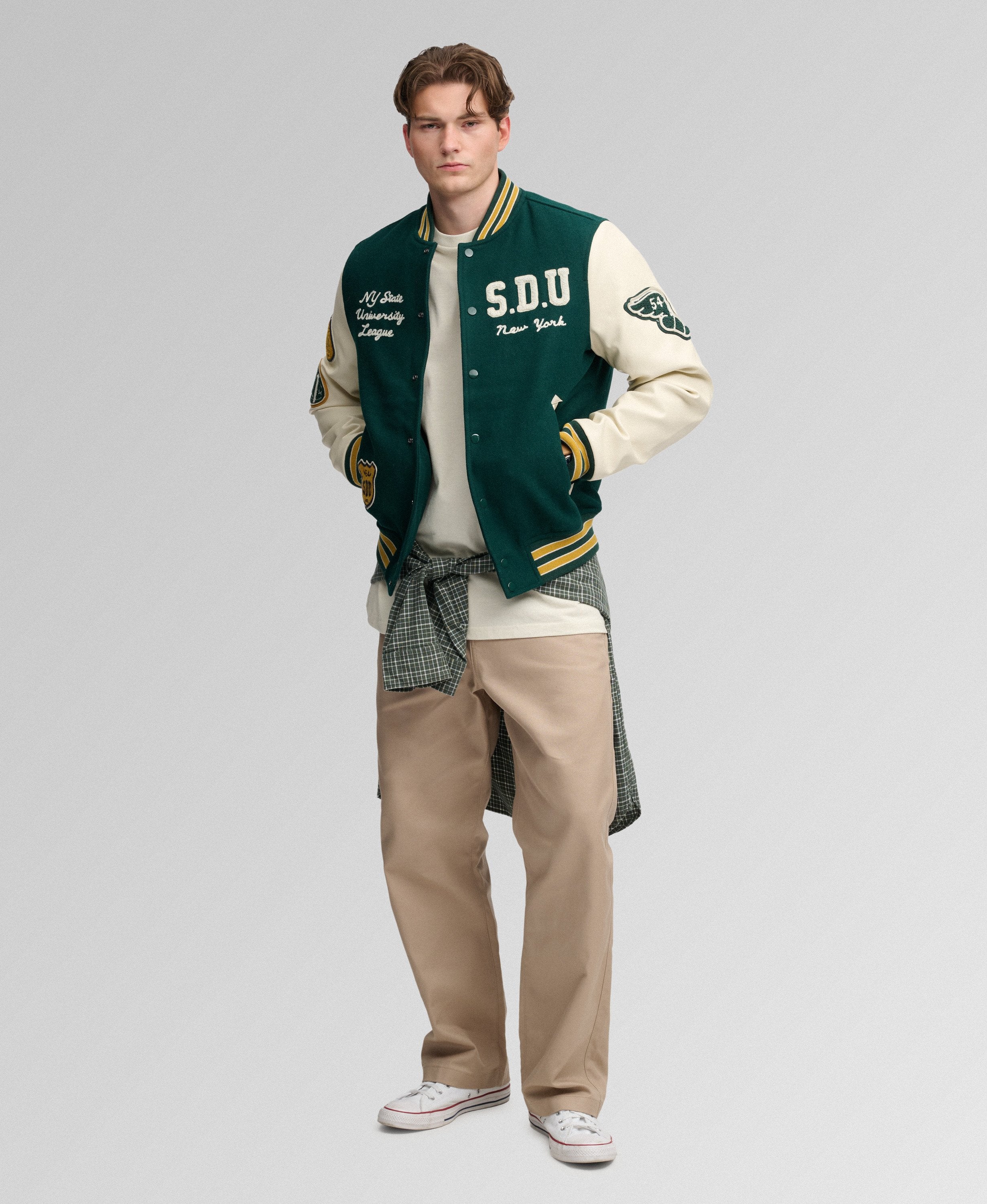 Superdry miesten takki Vintage Patched Varsity, tummanvihreä