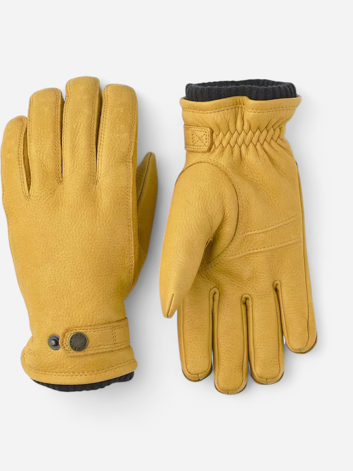 Hestra unisex käsineet UTSJÖ FLEECE LINER BUCKLE ELKSKIN GLOVE, keltainen - Kekäle.fi