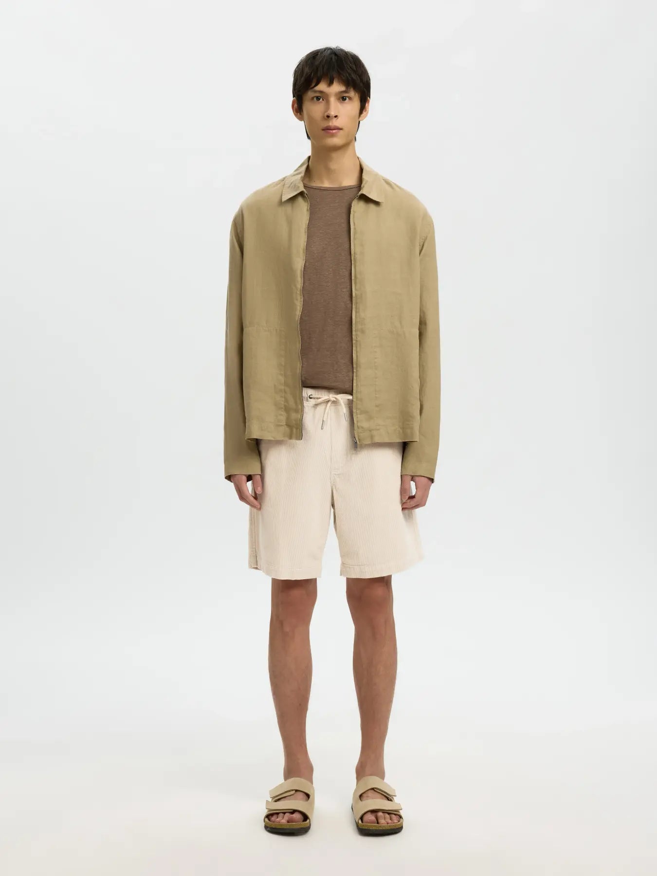 Selected miesten shortsit SLHREGULAR-JACE Corduroy Shorts, Fog